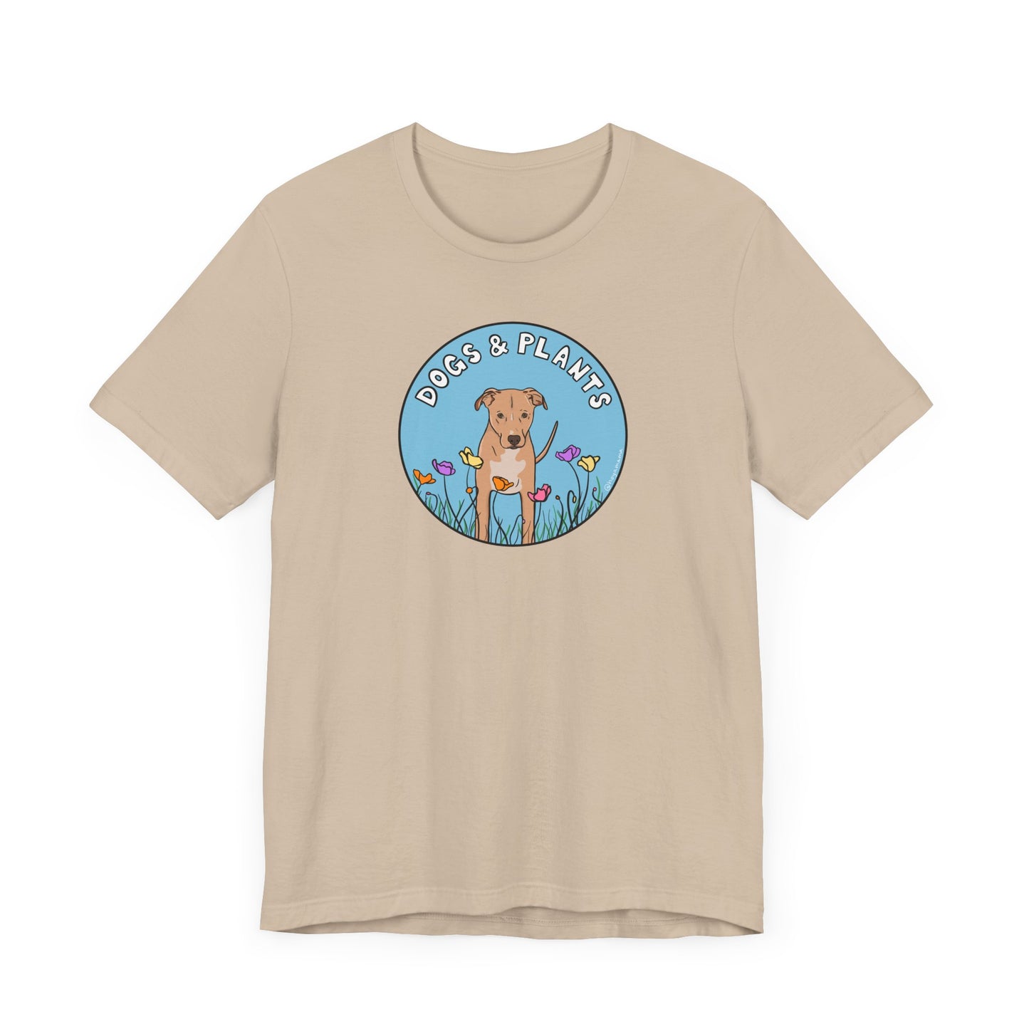 Dogs & Plants T-Shirt for Rescue Dog & Plant Lovers - Tan