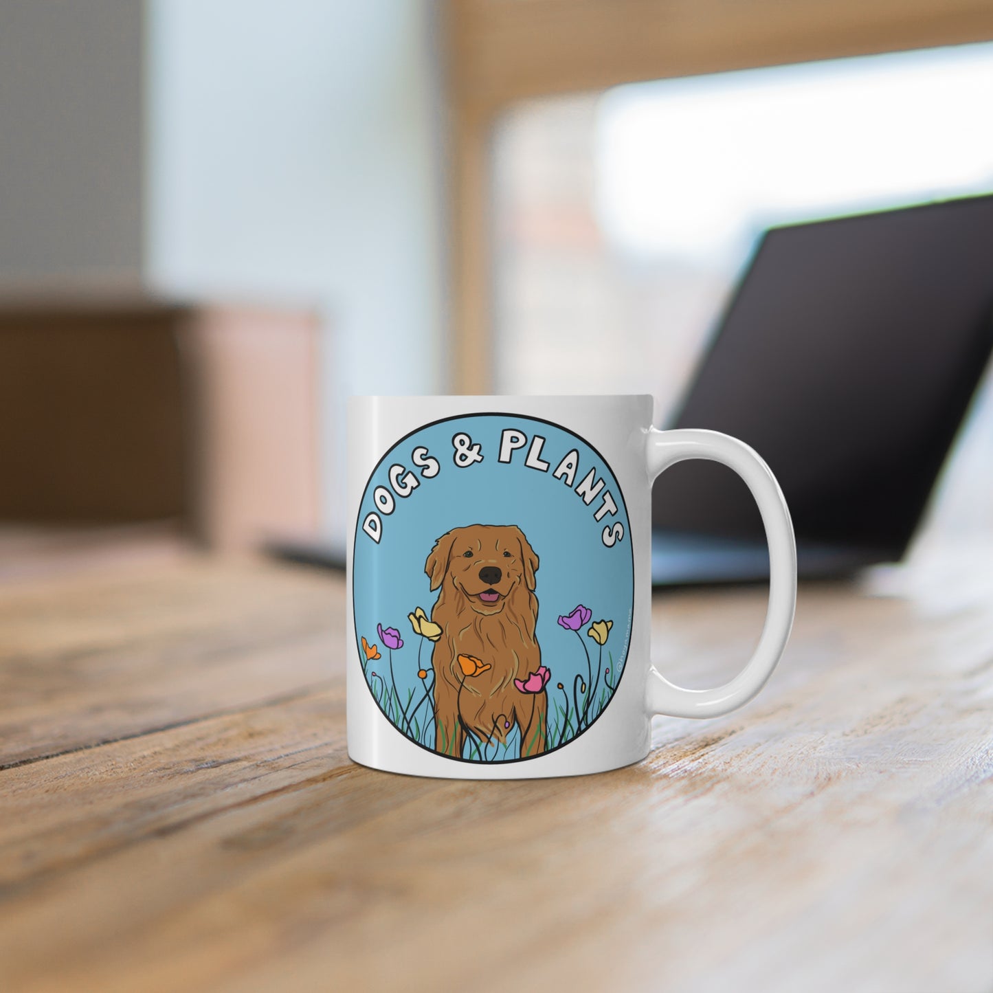 Dogs & Plants Golden Retriever & Plant Lover Mug - White