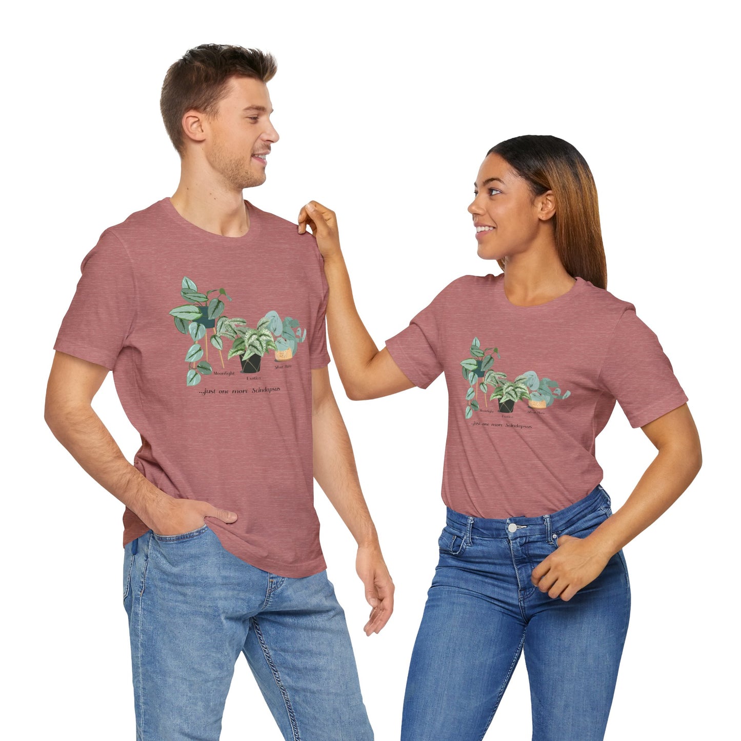 Scindapsus Trio Plant Lover T-Shirt - Heather Mauve