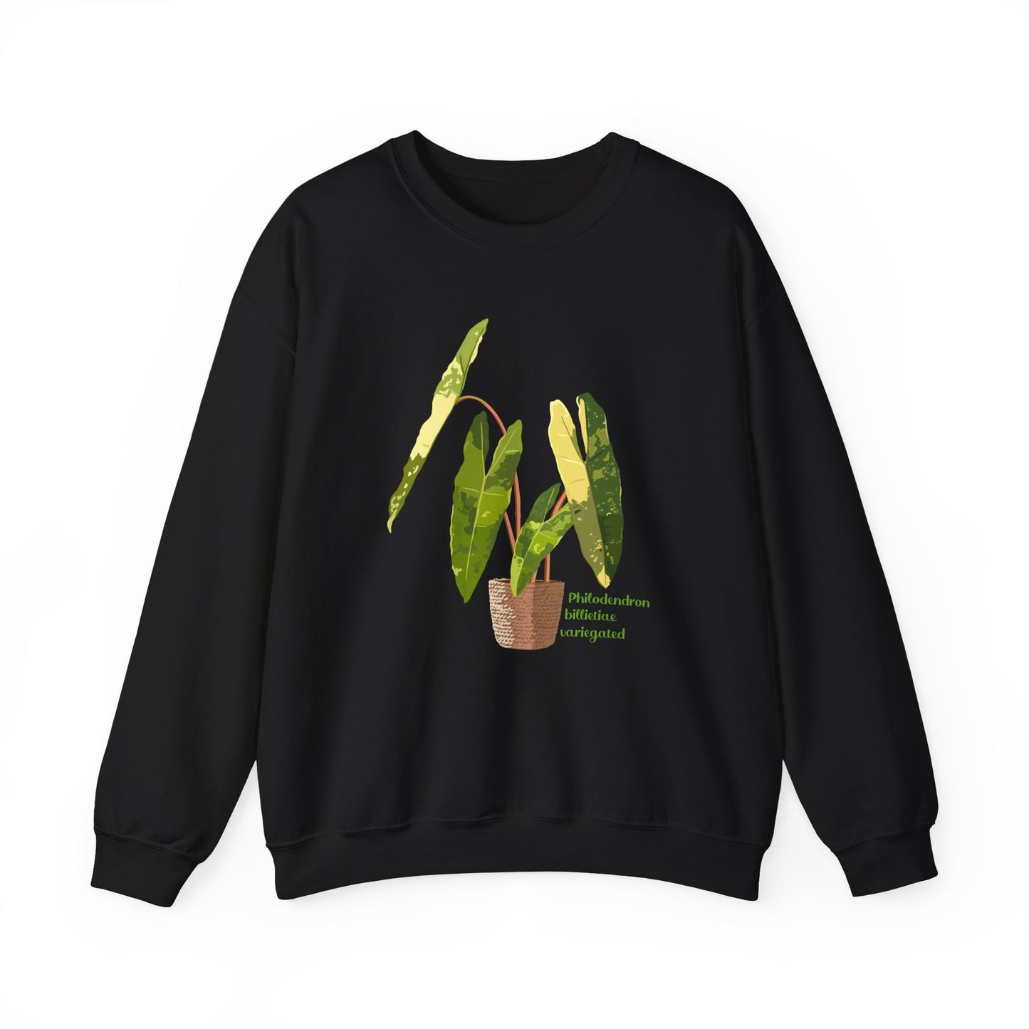Philodendron Billietiae Variegated Plant Lover Crewneck Sweatshirt - Black