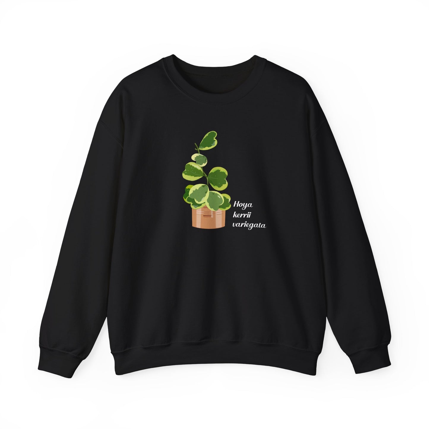Hoya Kerrii Variegata Plant Lover Crewneck Sweatshirt - Black