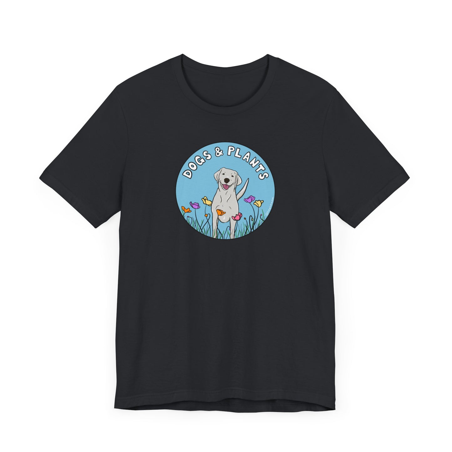 Dogs & Plants T-Shirt for White Labrador & Plant Lovers - Vintage Black