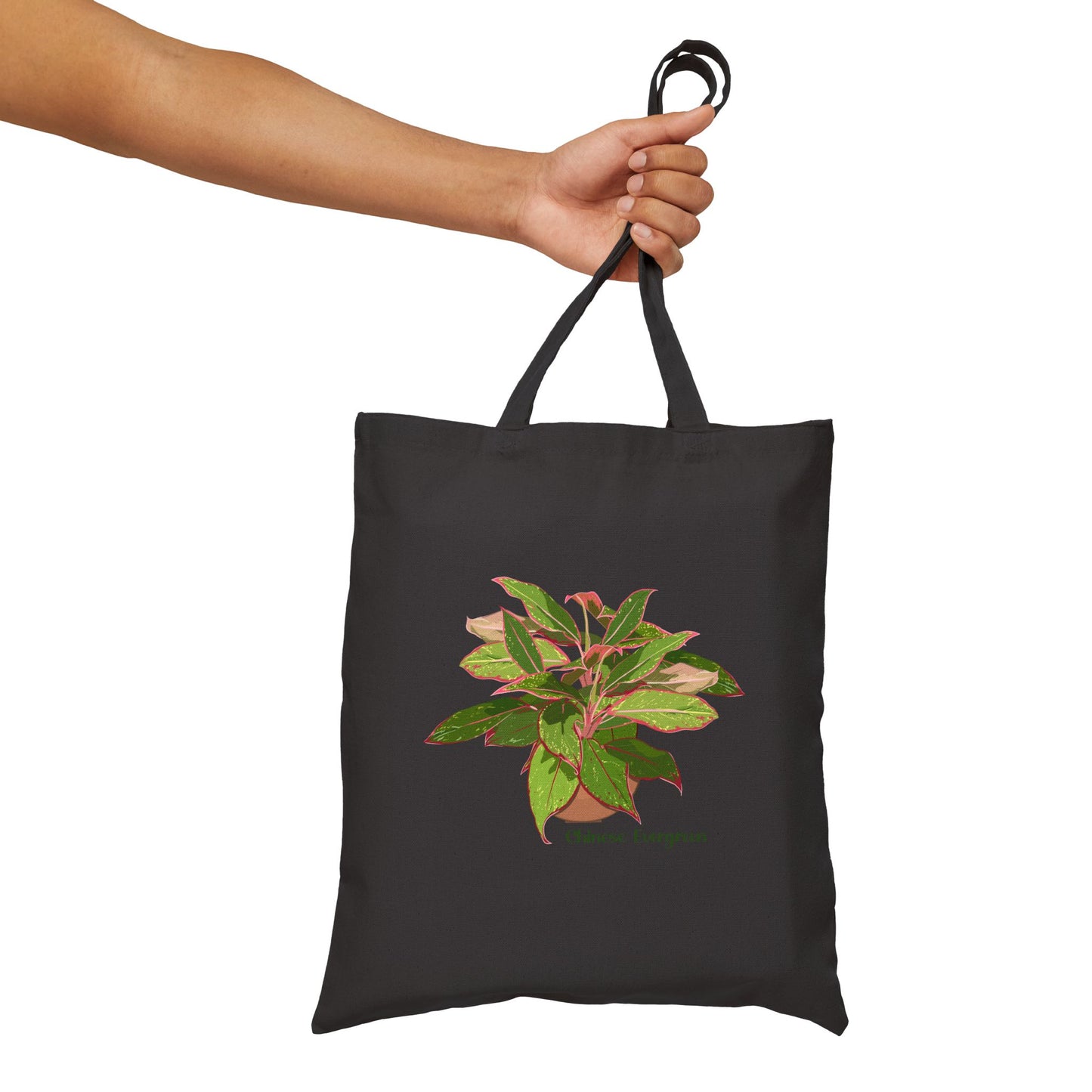 Chinese Evergreen Plant Lover Canvas Tote Bag - Black