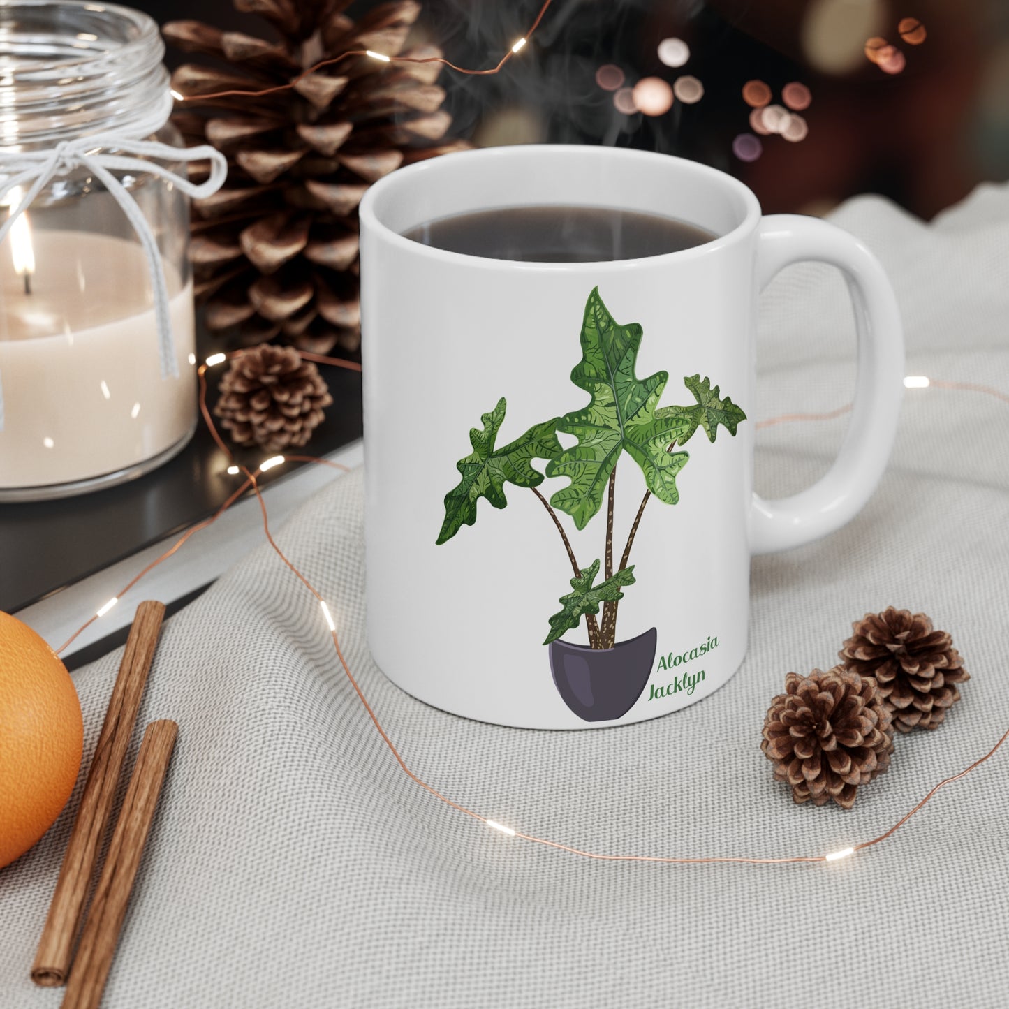 Alocasia Jacklyn Plant Lover Mug - White
