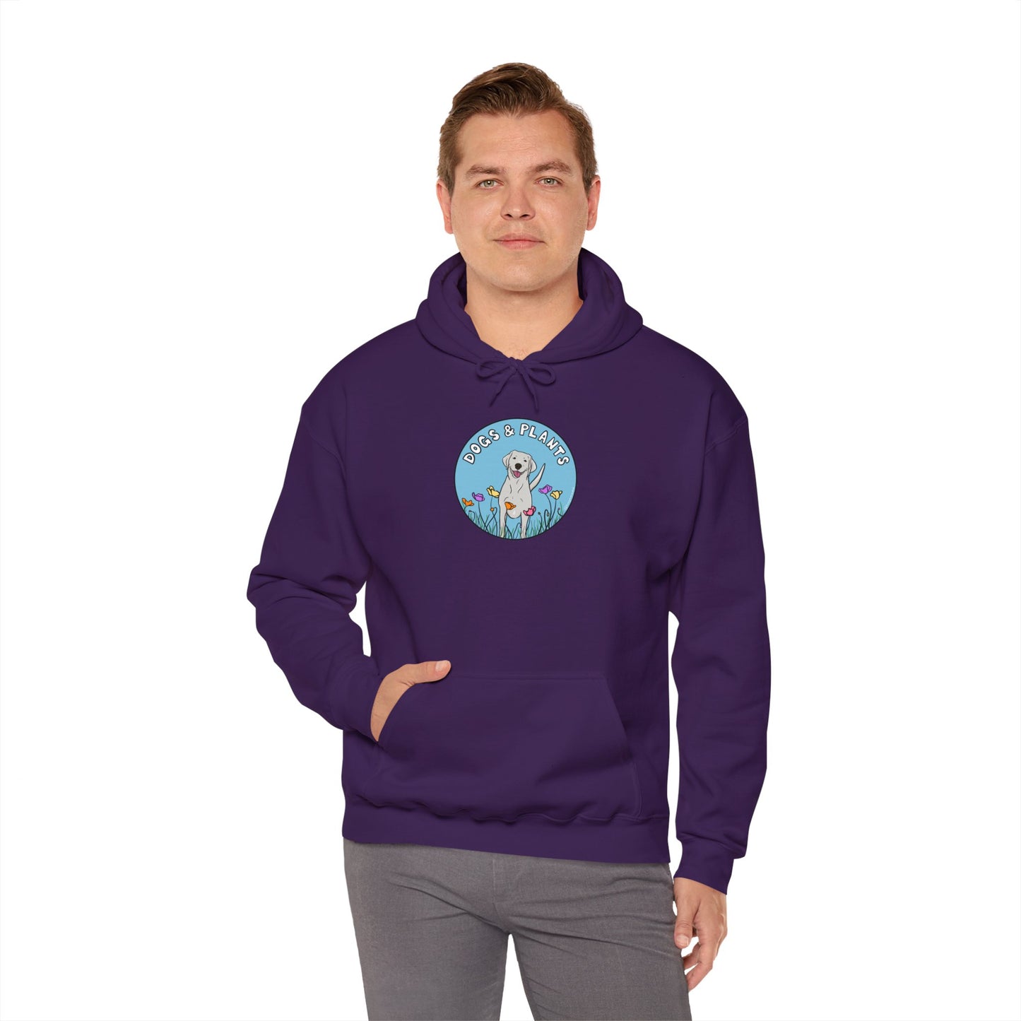 Dogs & Plants Hoodie for White Labrador & Plant Lovers - Purple