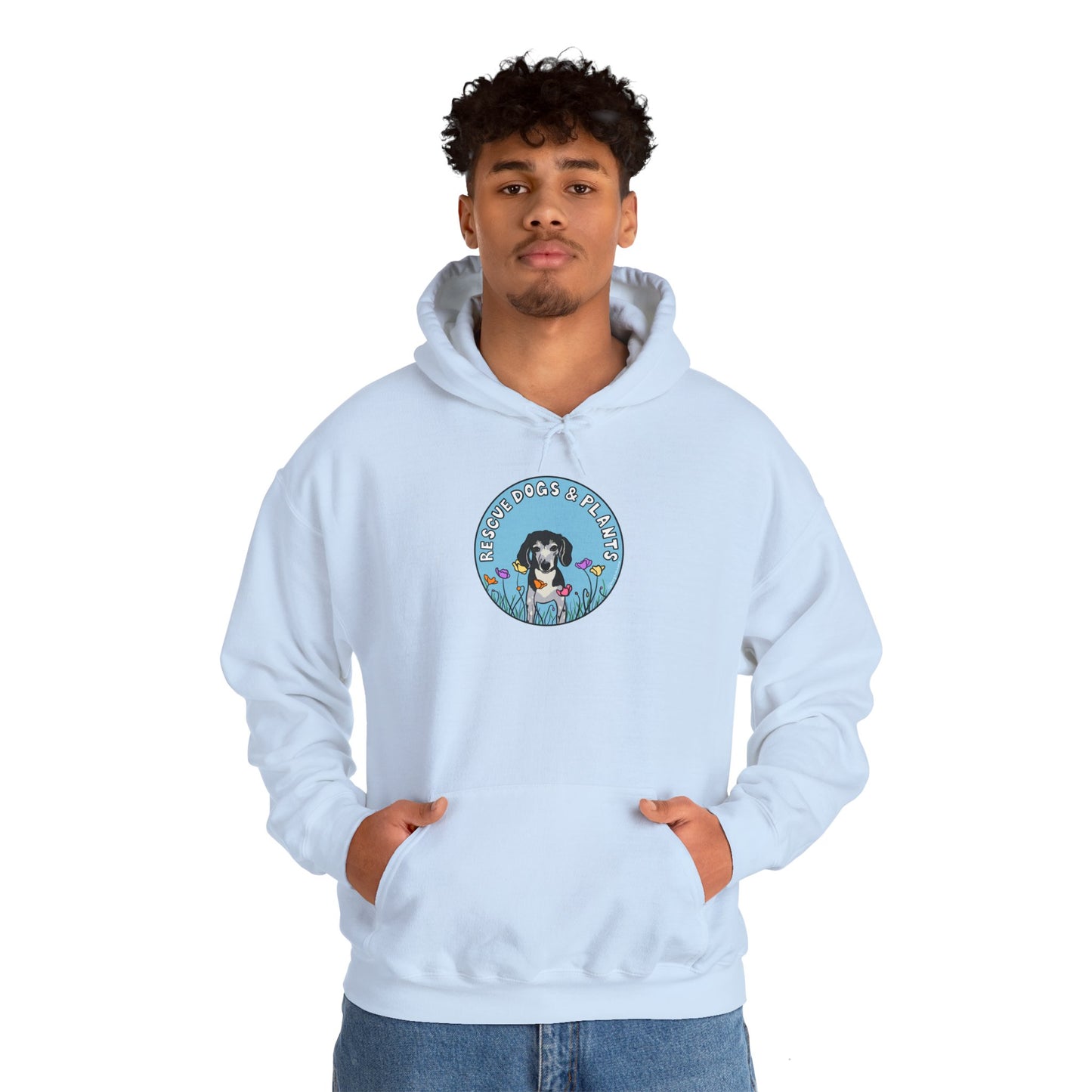 Dogs & Plants Hoodie for Rescue Dogs & Plant Lovers - Light Blue