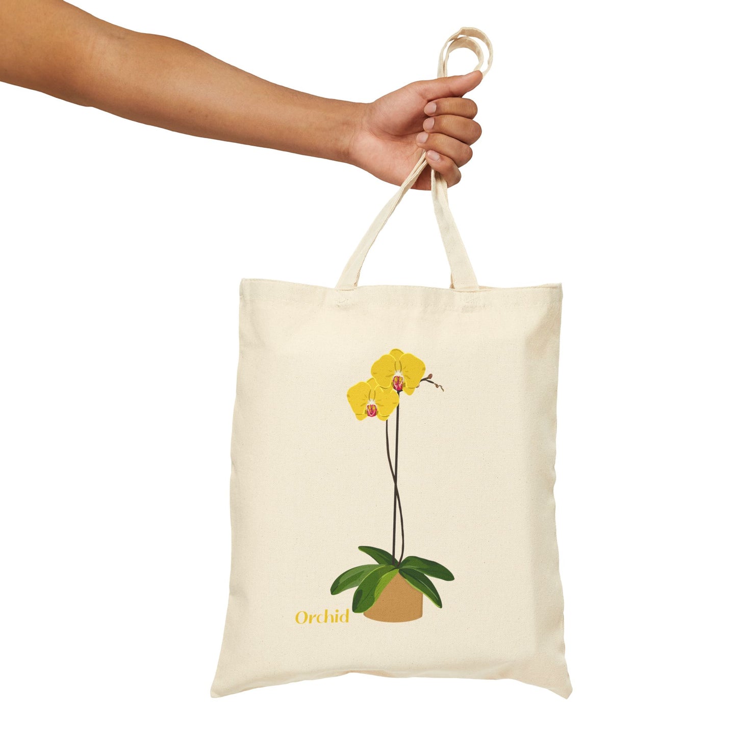 Yellow Orchid Plant and Flower Lover Canvas Tote Bag