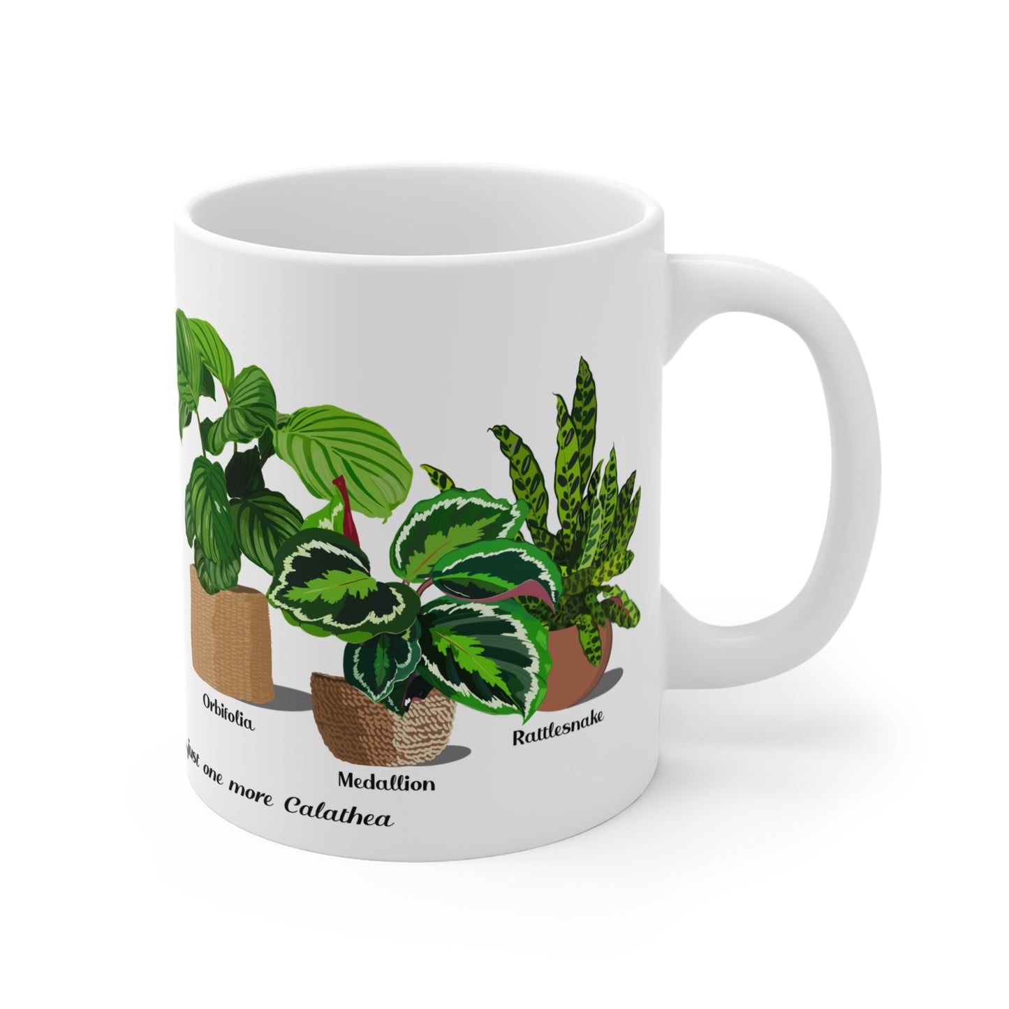 Calathea Orbifolia, Medallion and Rattlesnake Trio Plant Lover Mug - White