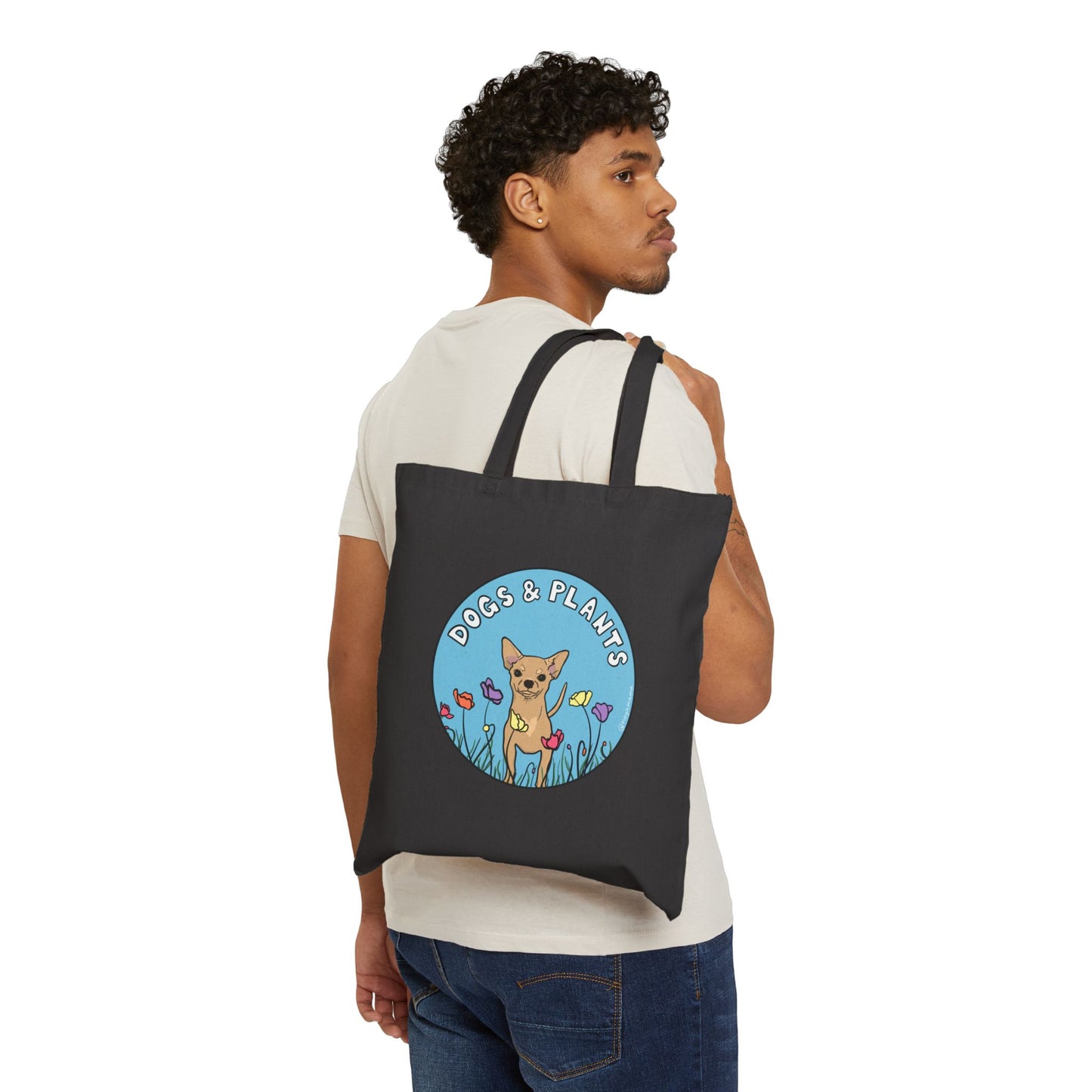 Dogs & Plants Chihuahua & Plant Lover Canvas Tote Bag - Black