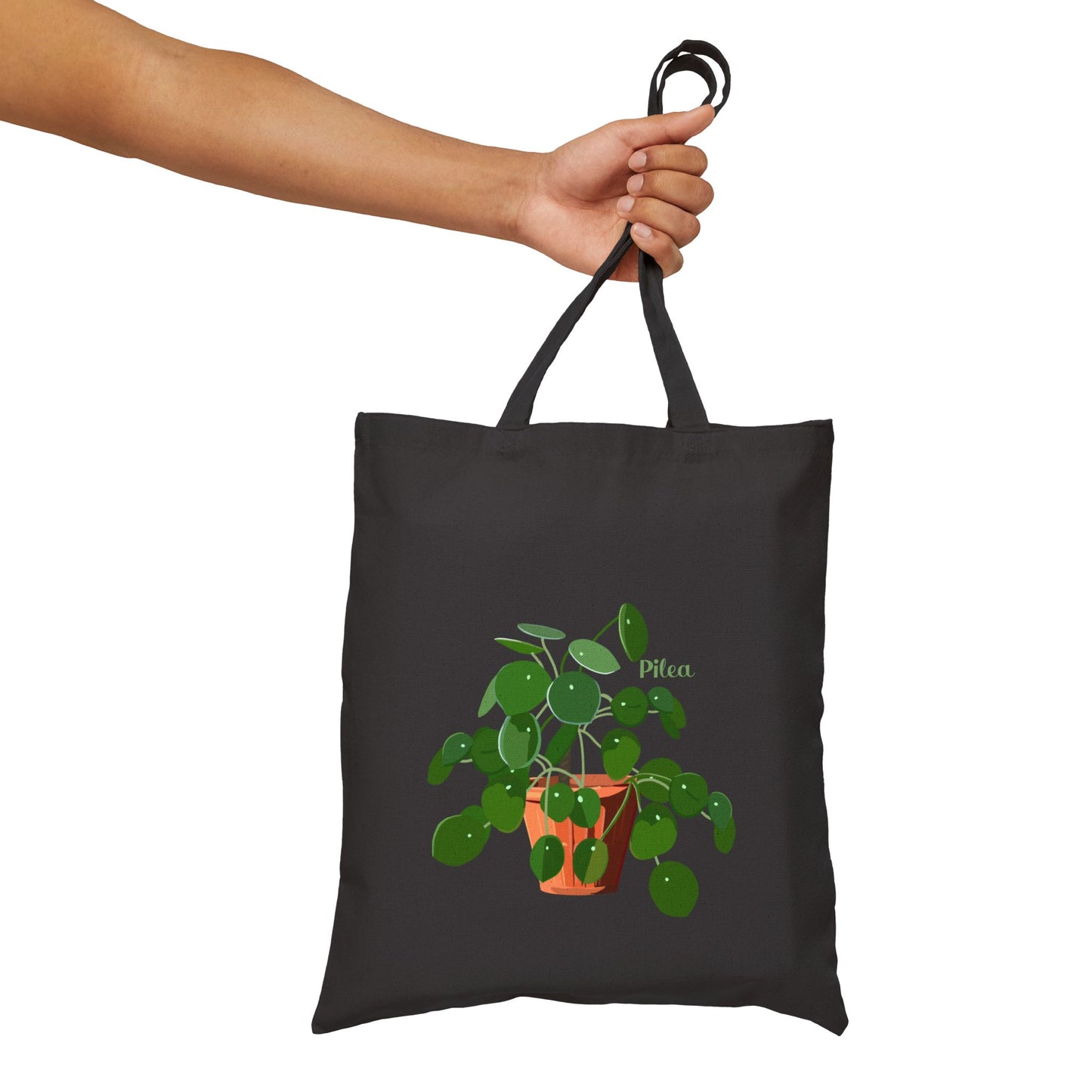 Pilea Peperomioides "Chinese Money Plant" Canvas Tote Bag - Black