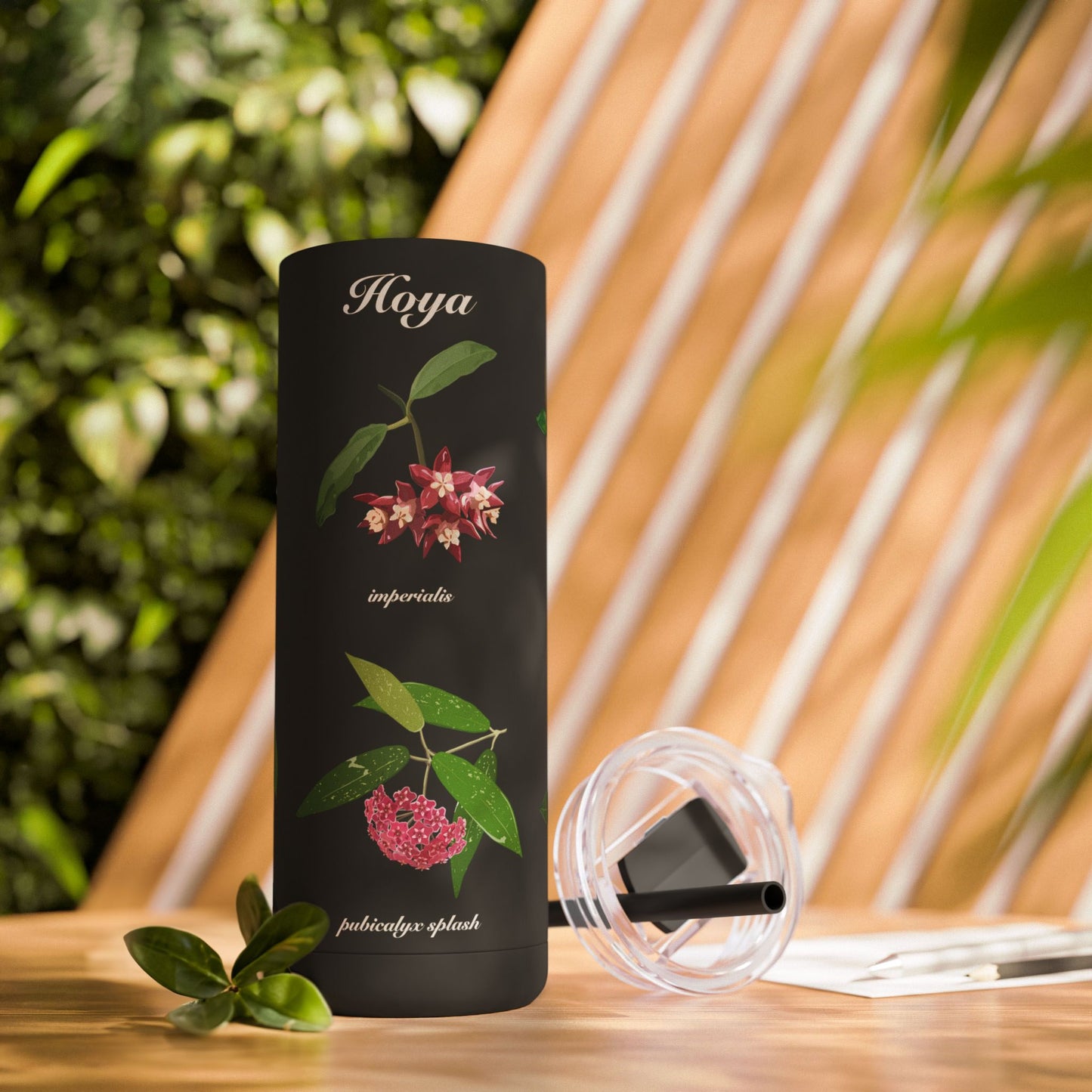 Hoyas in Bloom Design on Maars Maker Skinny Matte Tumbler, 20oz for Plant and Flower Lovers