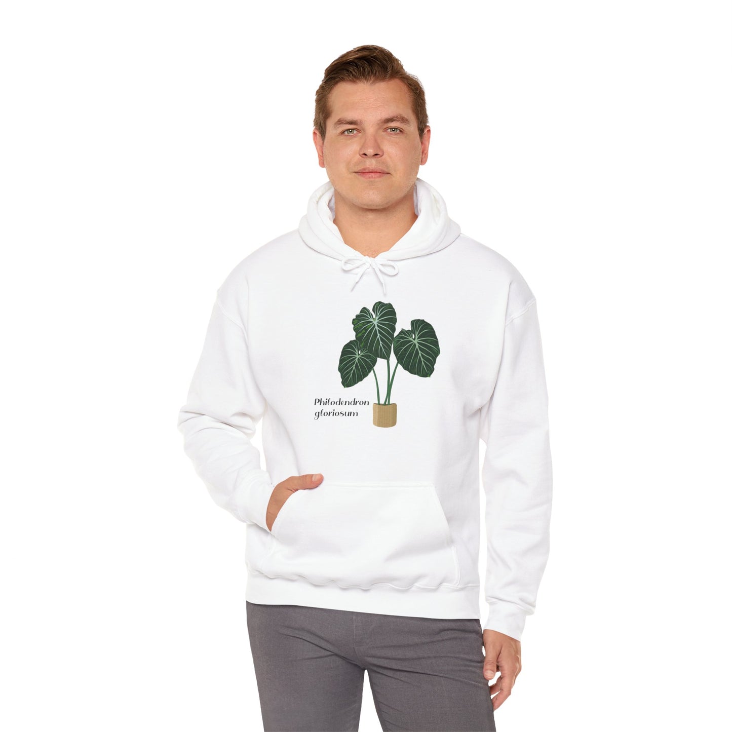 Philodendron Gloriosum Plant Hoodie - White