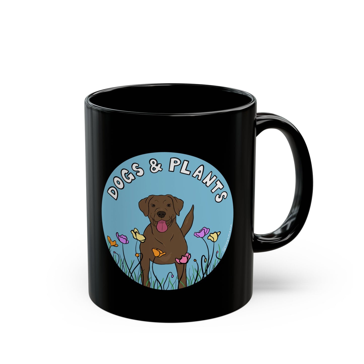 Dogs & Plants Brown Lab & Plant Lover Mug - Black