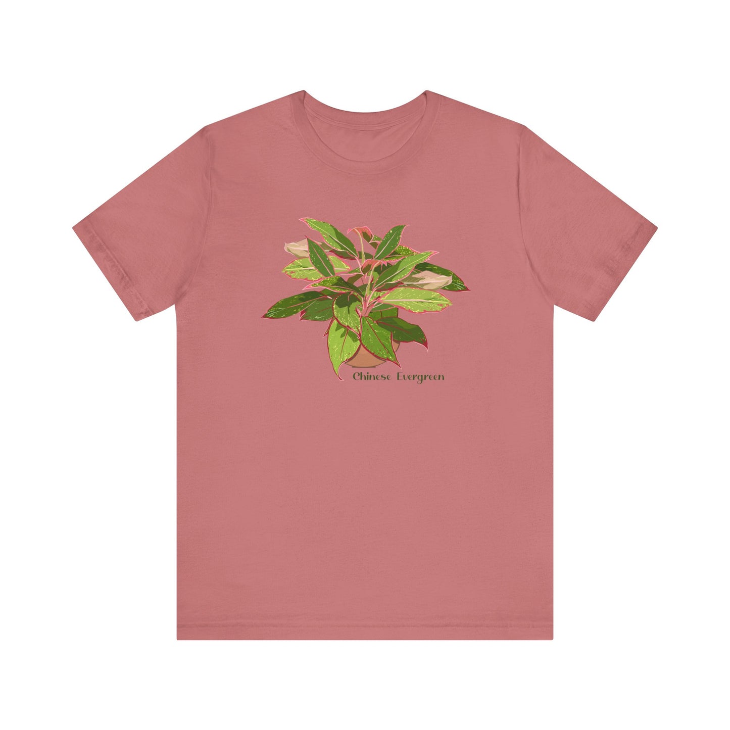 Chinese Evergreen T-Shirt for Plant Lovers - White, Black, Mauve, Tan or Sage