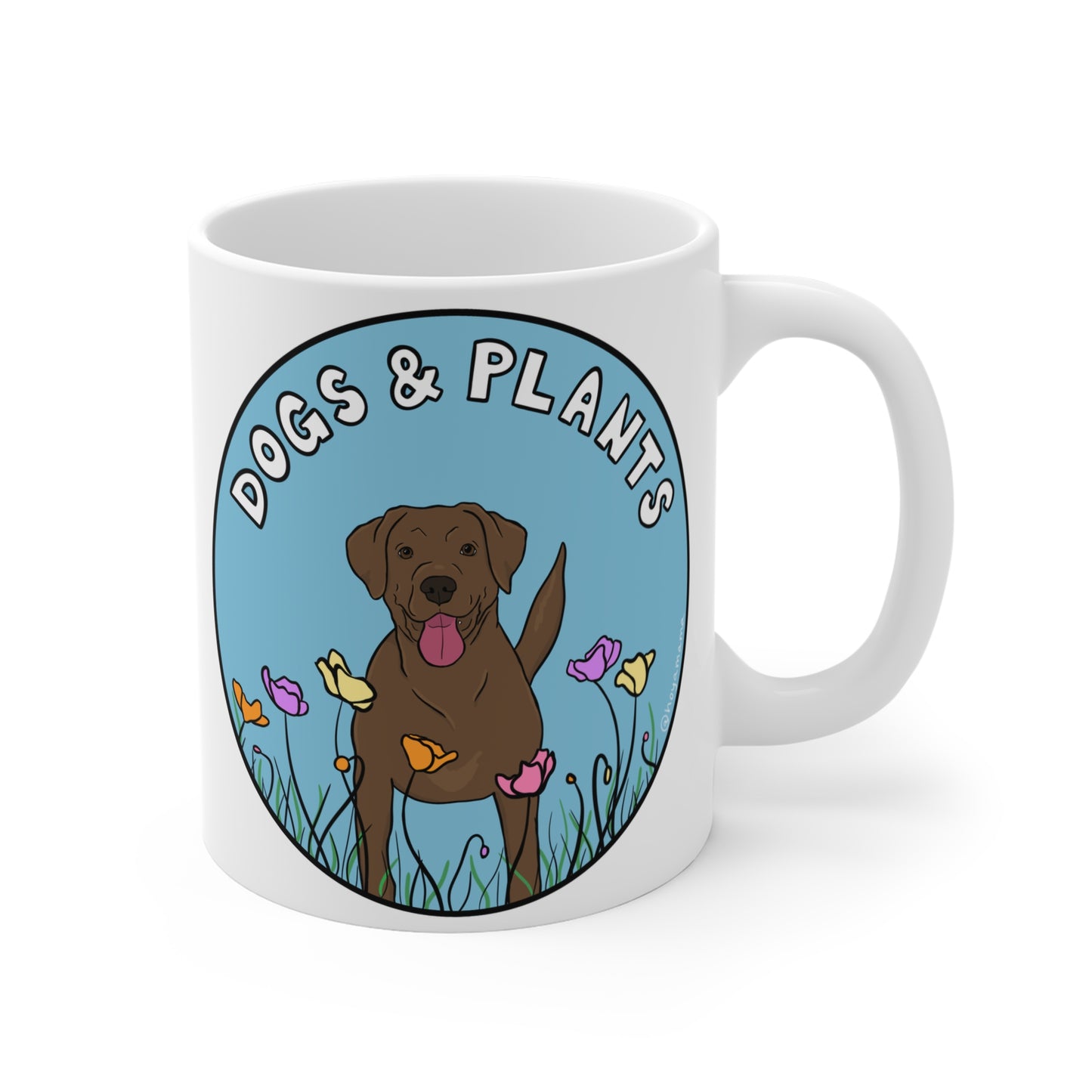 Dogs & Plants Brown Lab & Plant Lover Mug - White