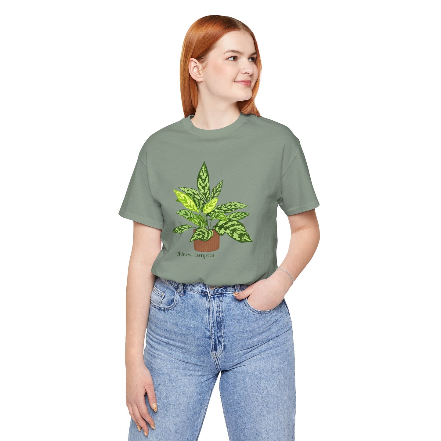 Chinese Evergreen T-Shirt for Plant Lovers - White, Black, Mauve, Tan or Sage