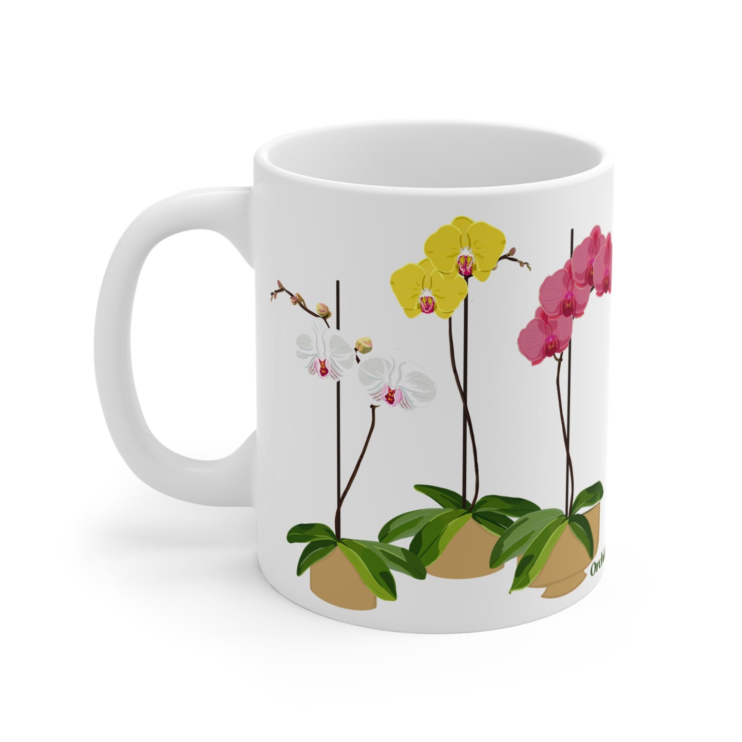 Colorful Orchid Trio Plant and Flower Lover Mug - White