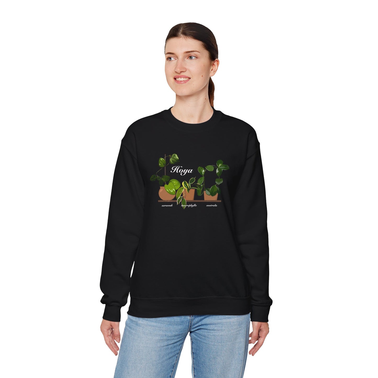 Hoya Sarawak, Macrophylla and Australis Trio Plant Lover Crewneck Sweatshirt - Black
