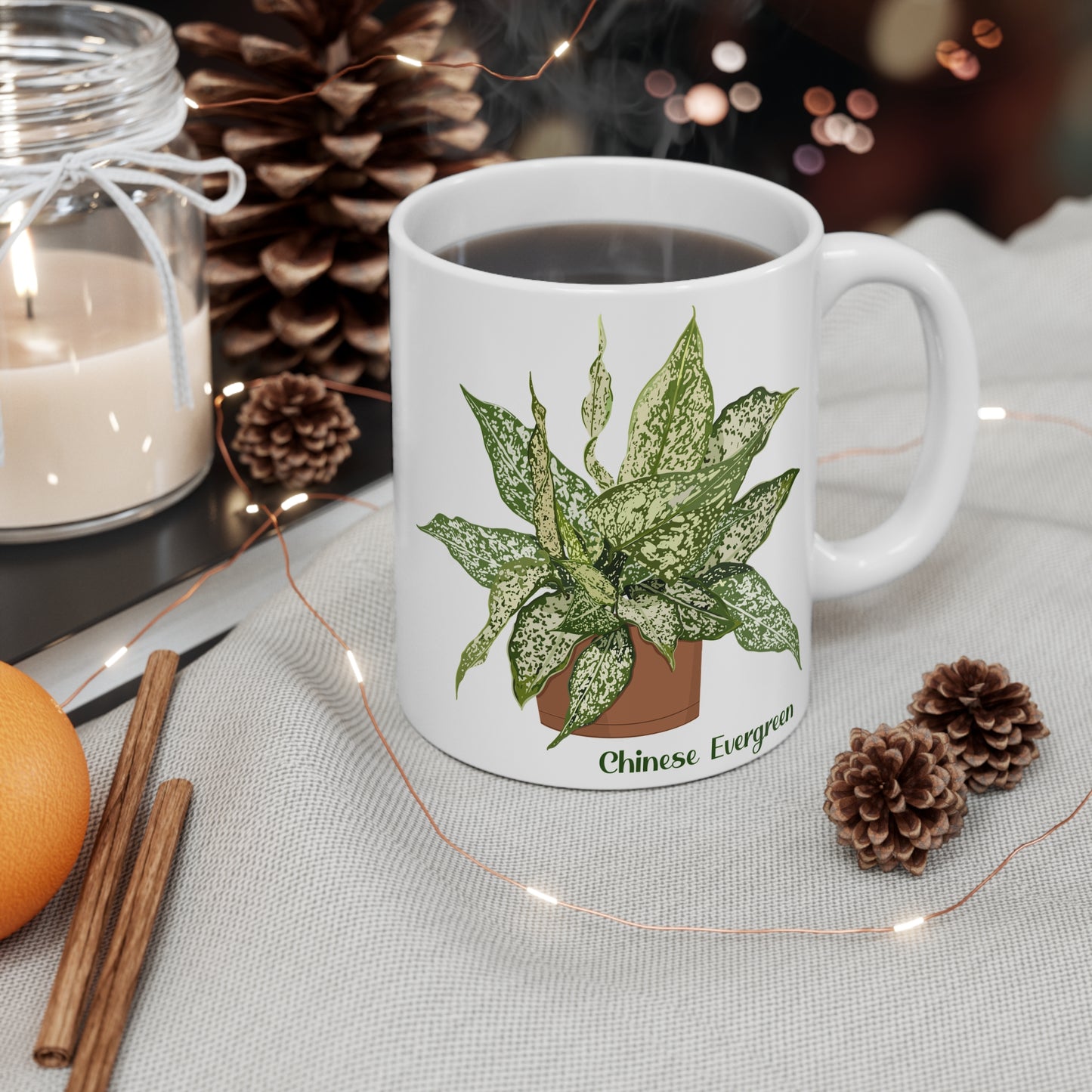 Chinese Evergreen Plant Lover Mug - White