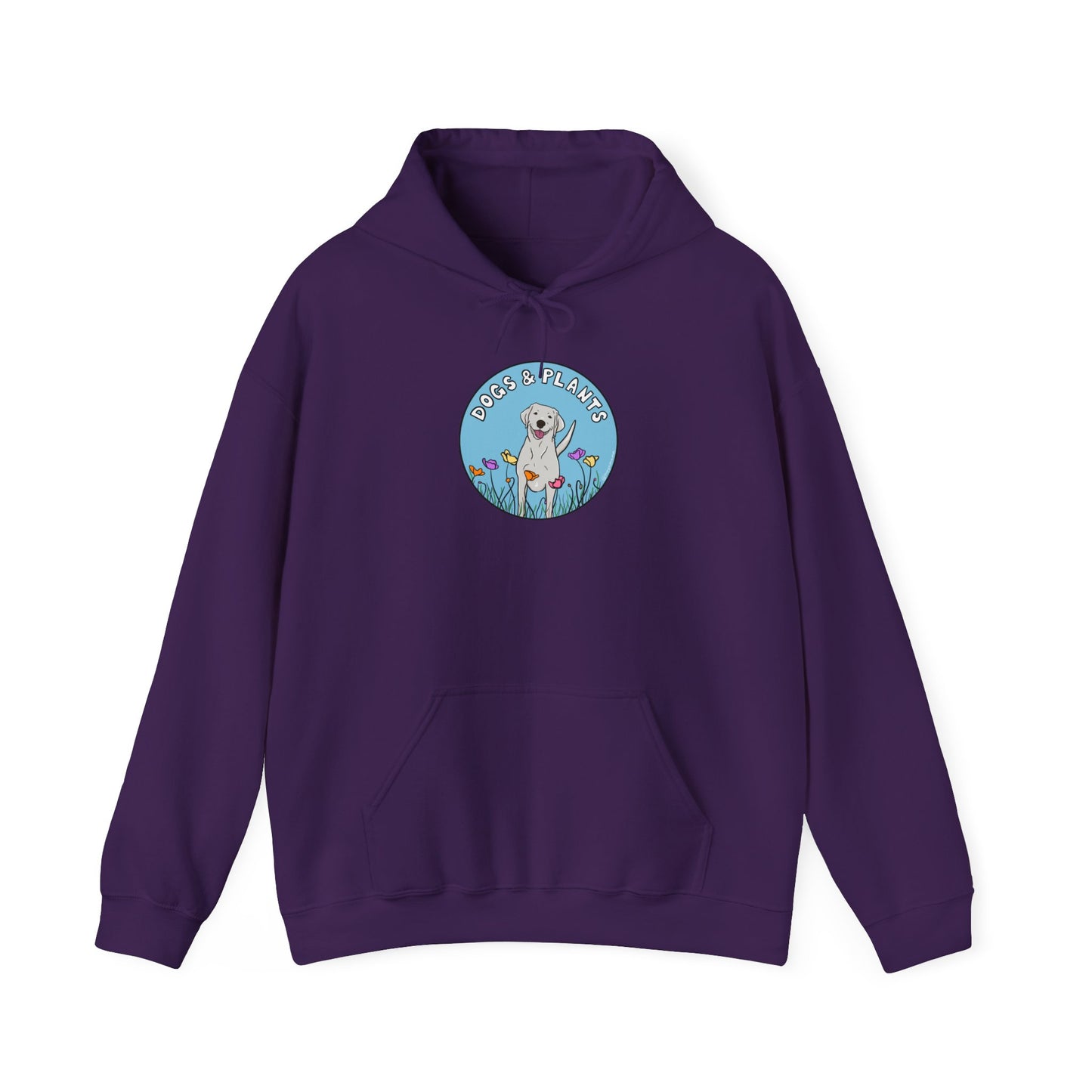 Dogs & Plants Hoodie for White Labrador & Plant Lovers - Purple