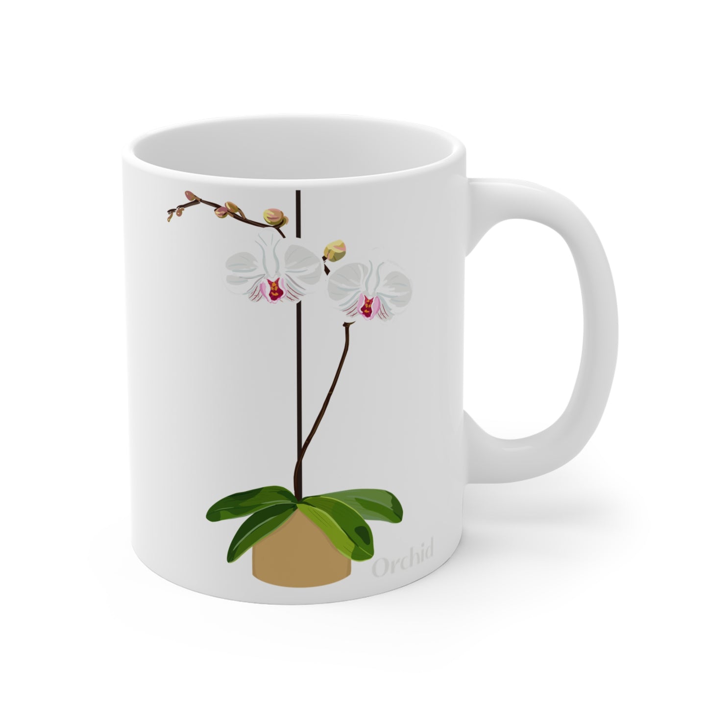 White Orchid Plant and Flower Lover Mug - White