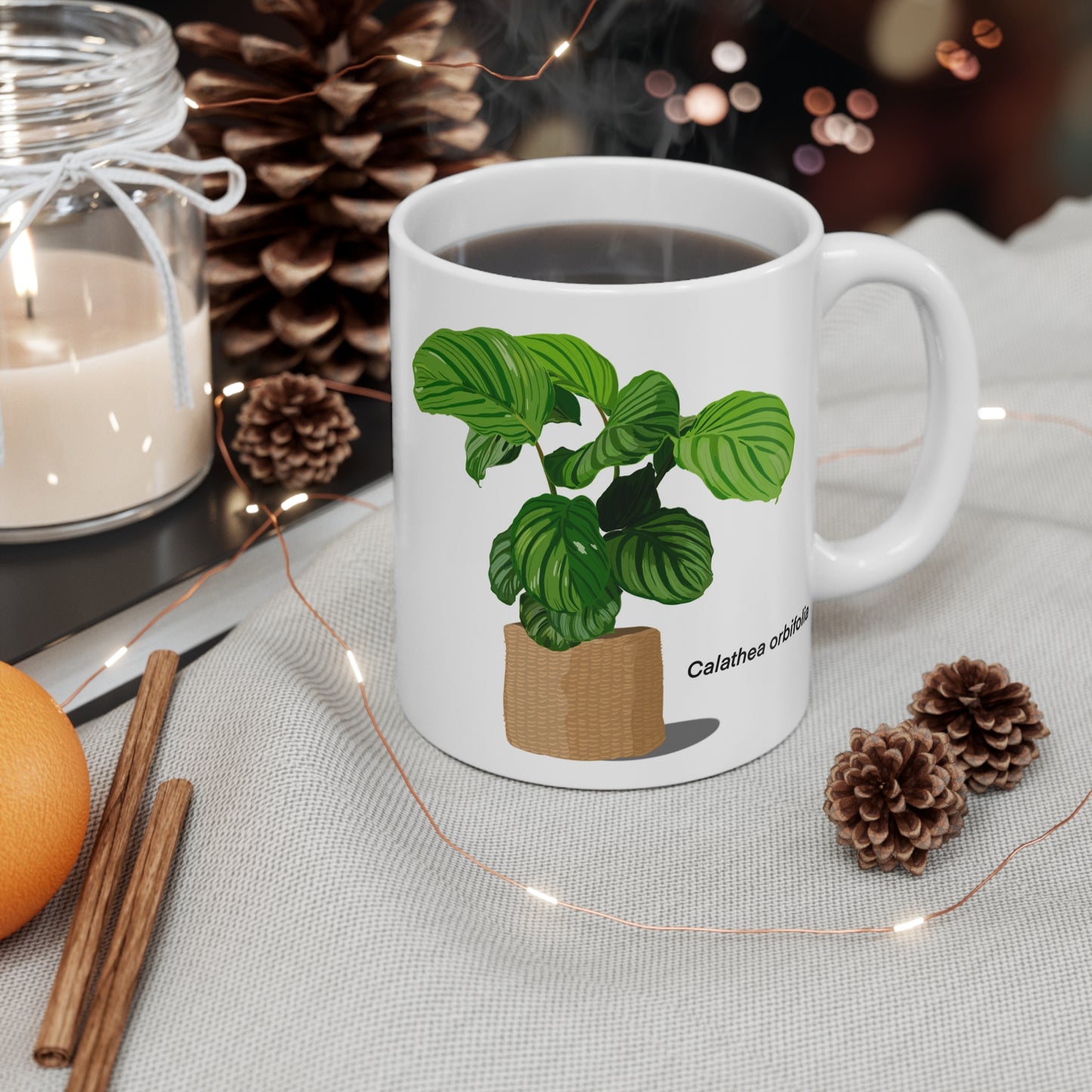 Calathea Orbifolia Plant Lover Mug - White