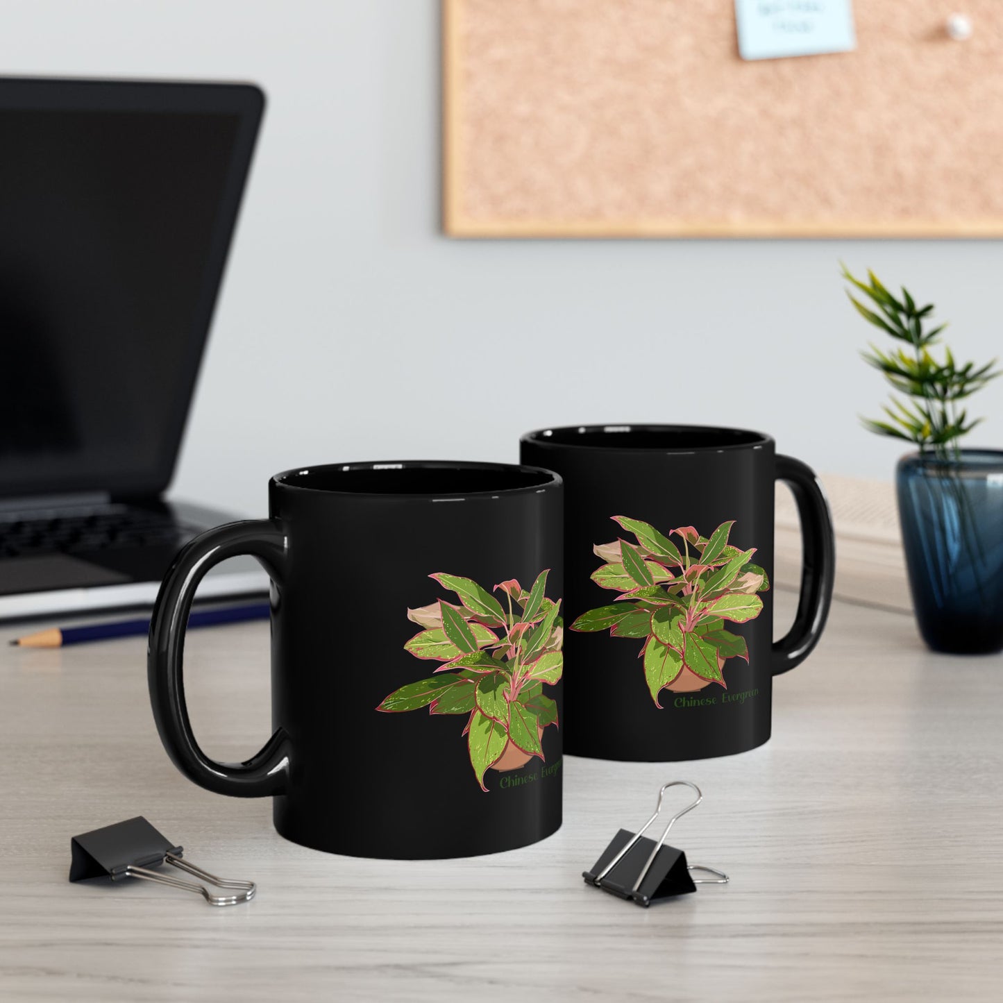 Chinese Evergreen Plant Lover Mug - Black
