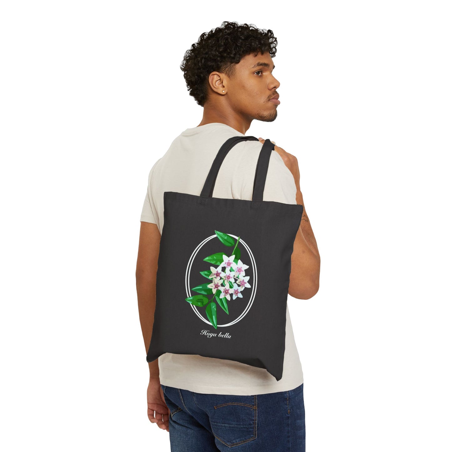 Hoya Bella in Bloom Canvas Tote Bag - Black