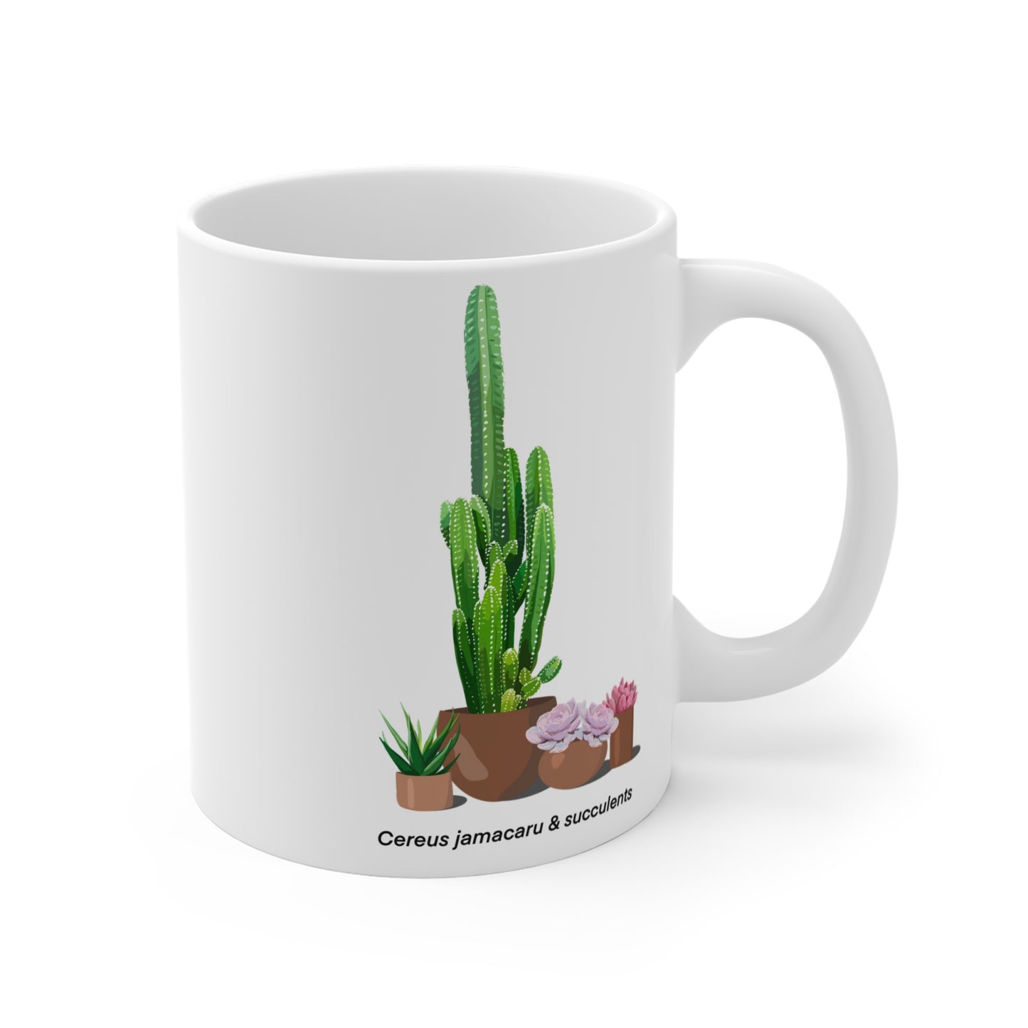 Cactus Jamacaru & Succulents Plant Lover Mug - White