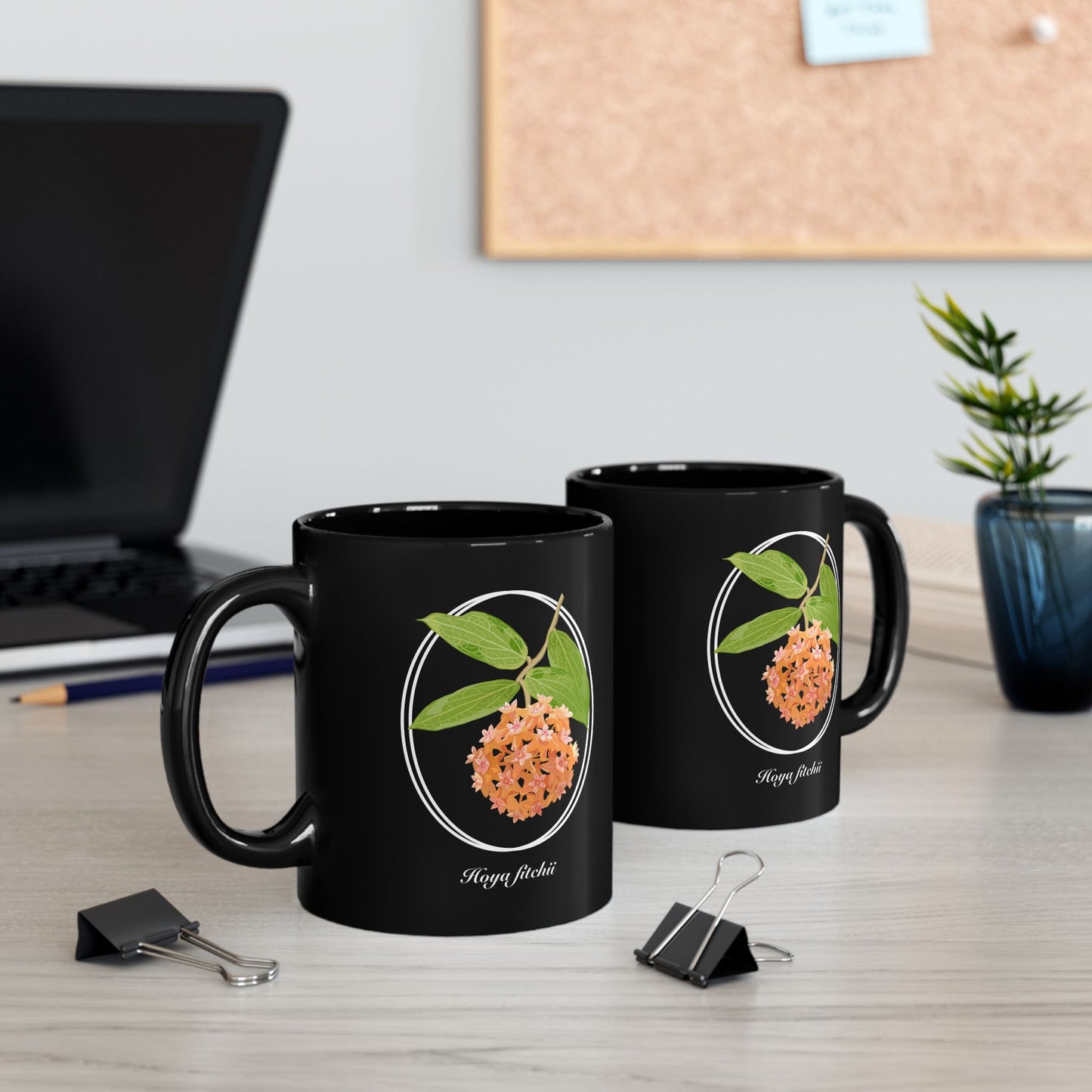 Hoya Fitchii in Bloom Plant Lover Mug - Black