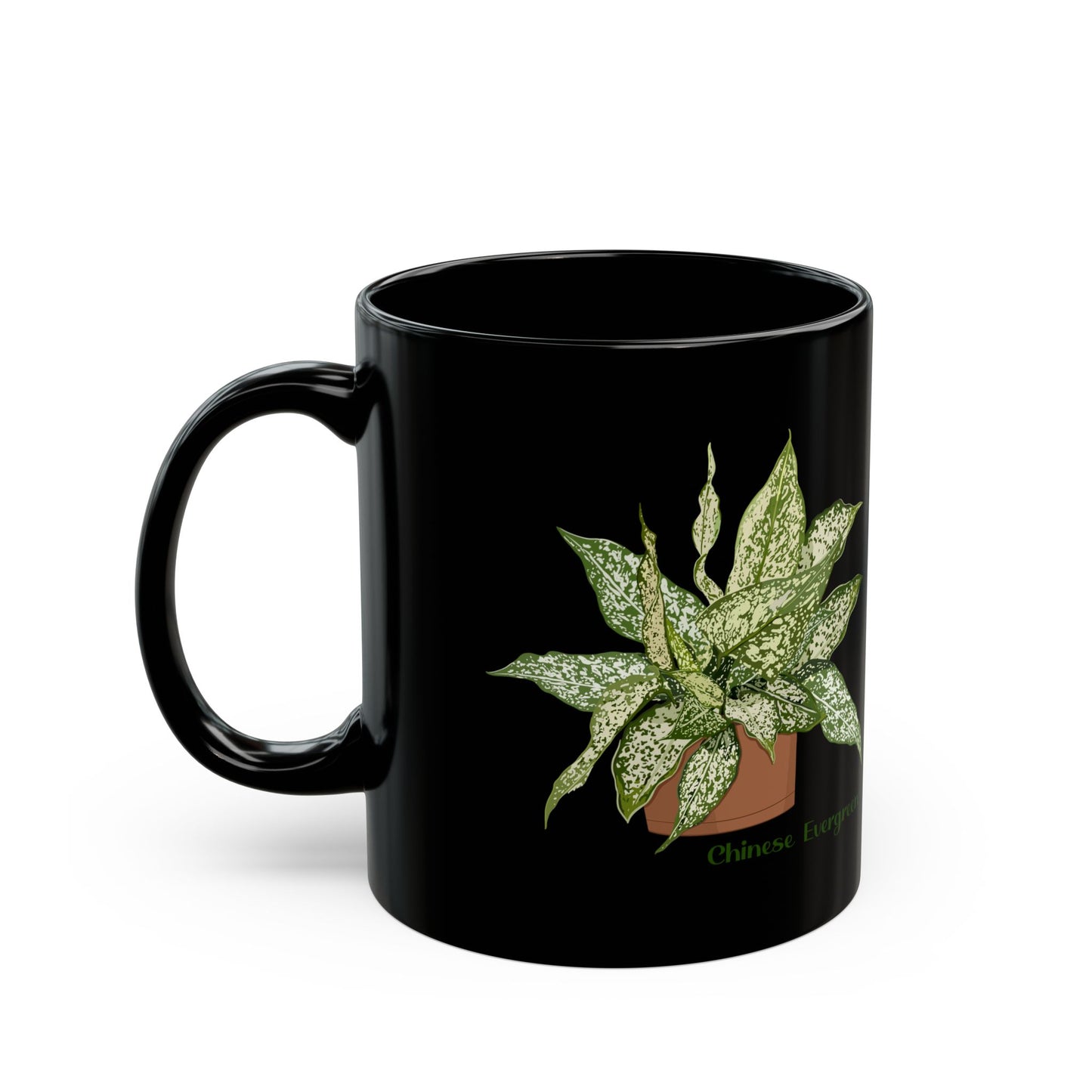 Chinese Evergreen Plant Lover Mug - Black