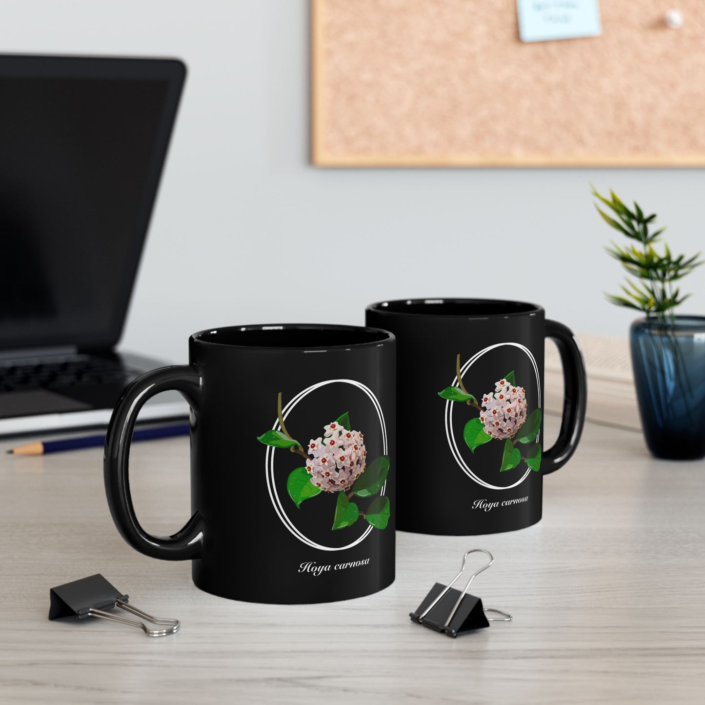 Hoya Carnosa in Bloom Plant Lover Mug - Black