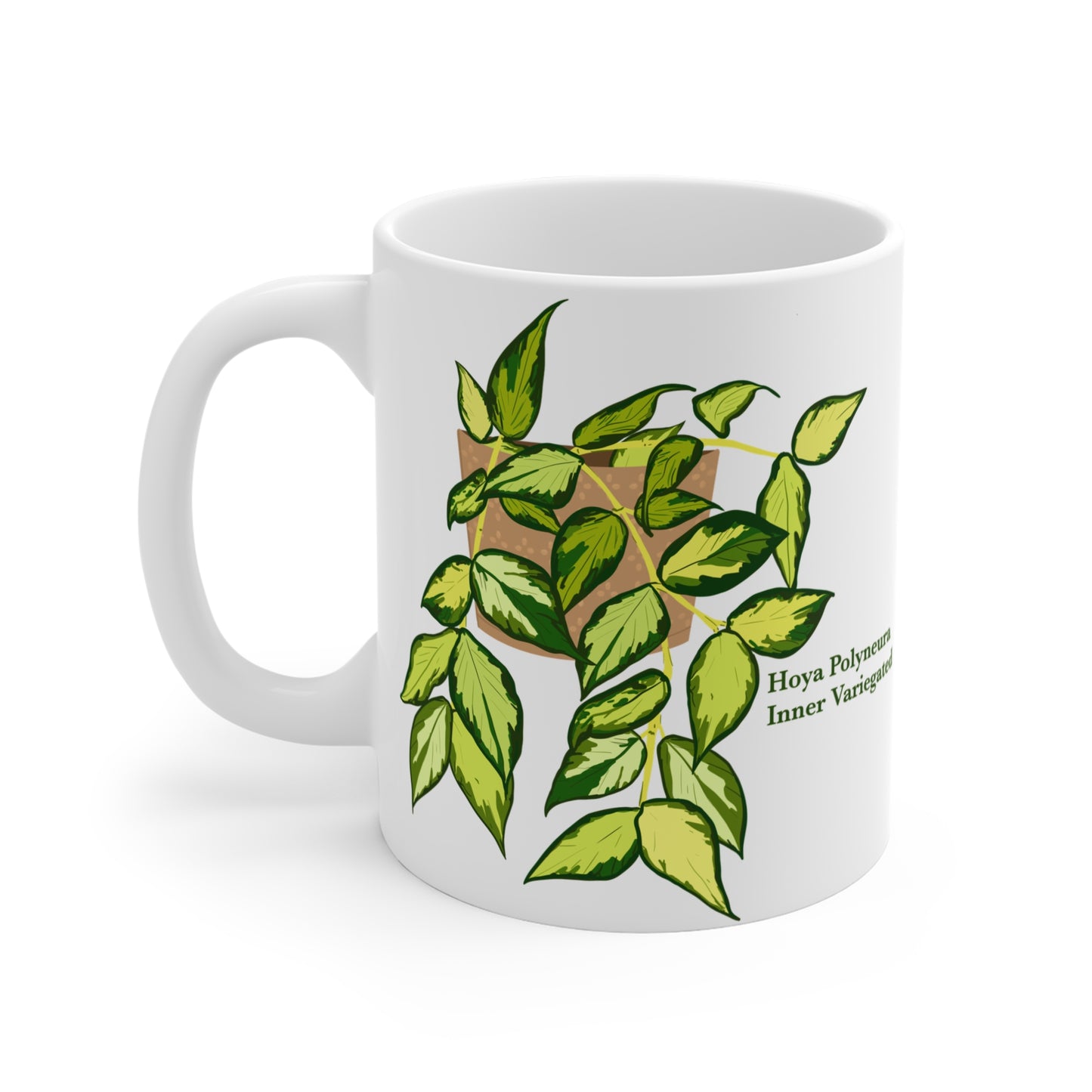 Hoya Polyneura Inner Variegated Plant Lover Mug - White