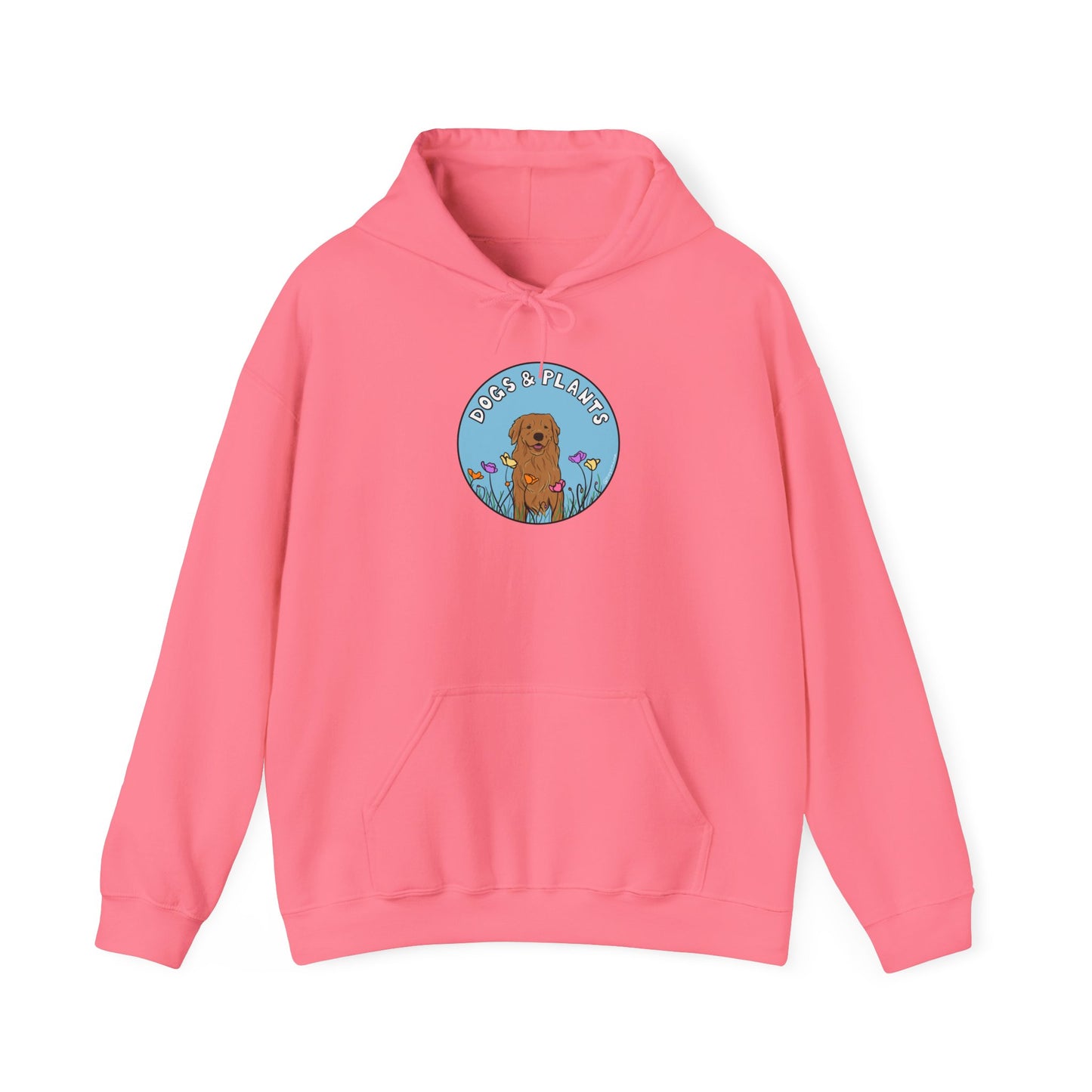 Dogs & Plants Hoodie for Golden Retriever & Plant Lovers - Pink