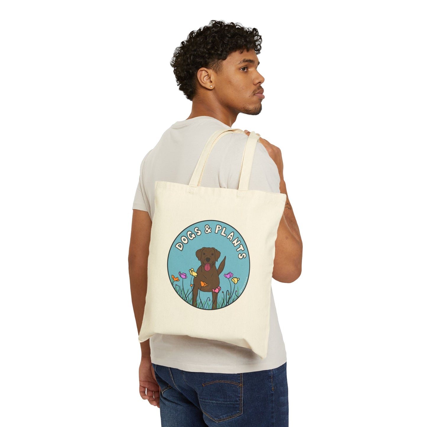 Dogs & Plants Brown Lab & Plant Lover Canvas Tote Bag