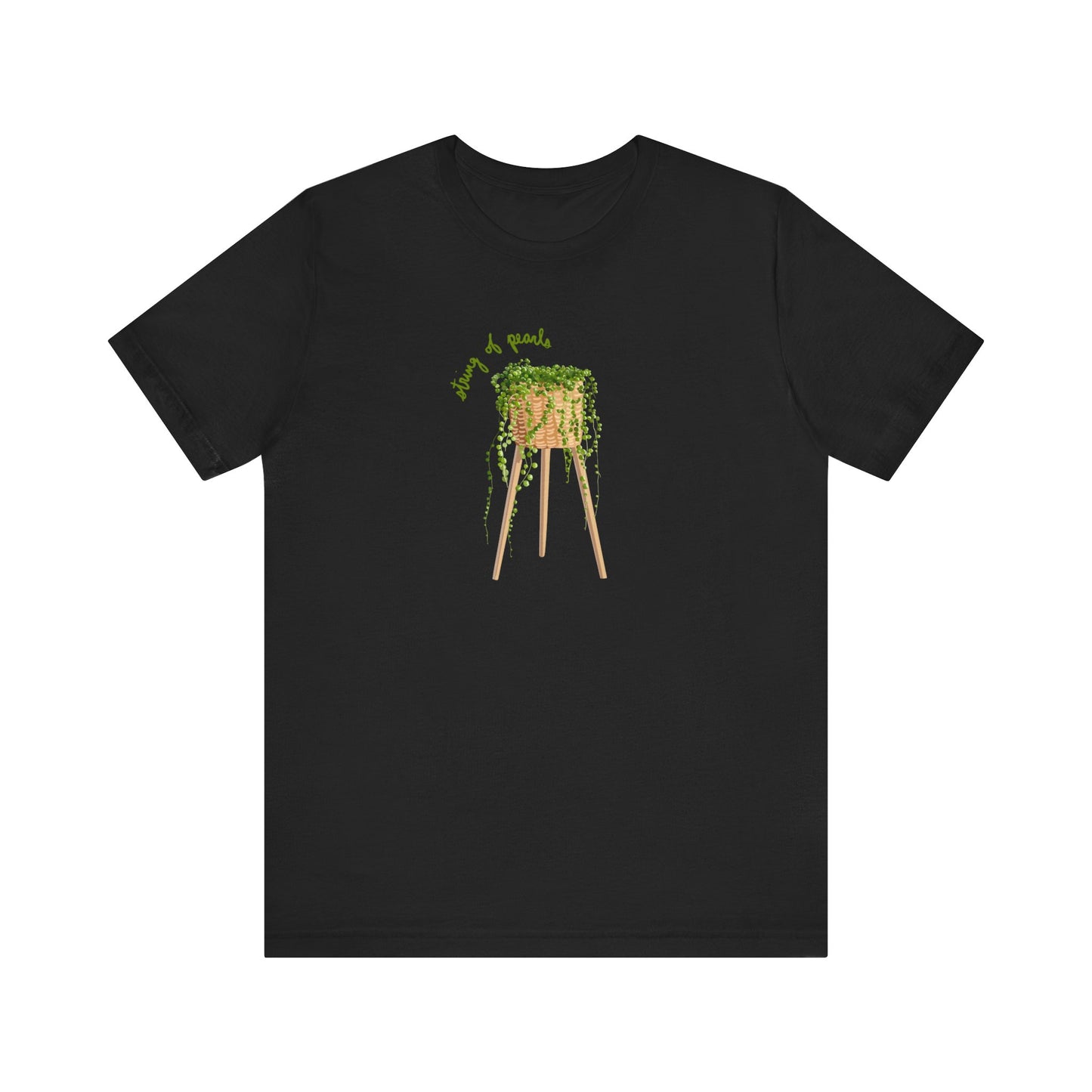 String of Pearls Succulent Plant Lover T-Shirt - Black