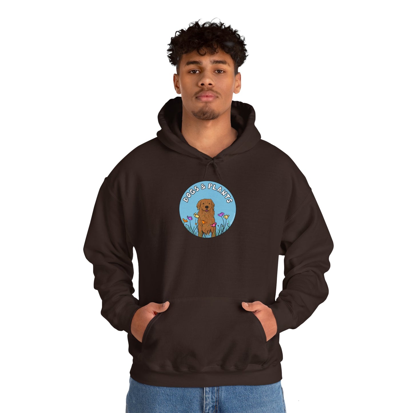 Dogs & Plants Hoodie for Golden Retriever & Plant Lovers - Brown