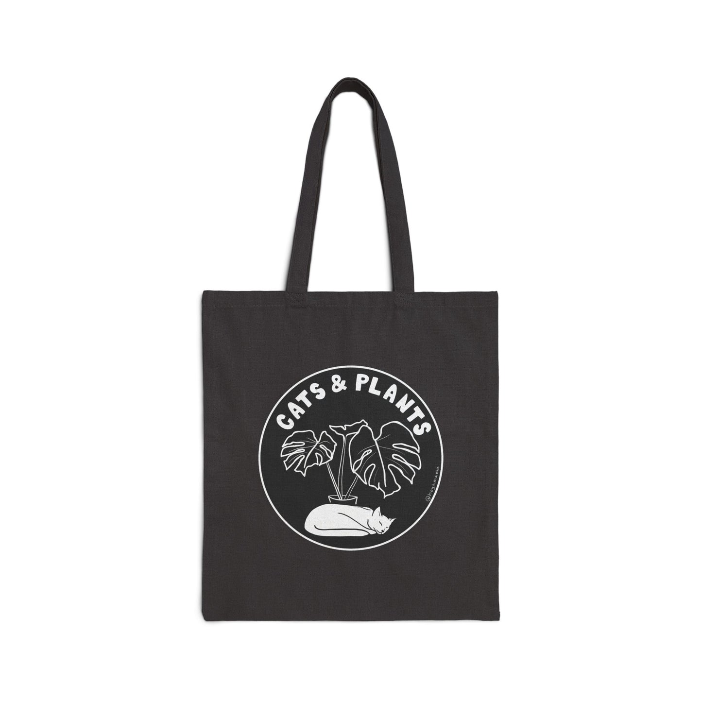 Cats & Plants Canvas Tote Bag - Black