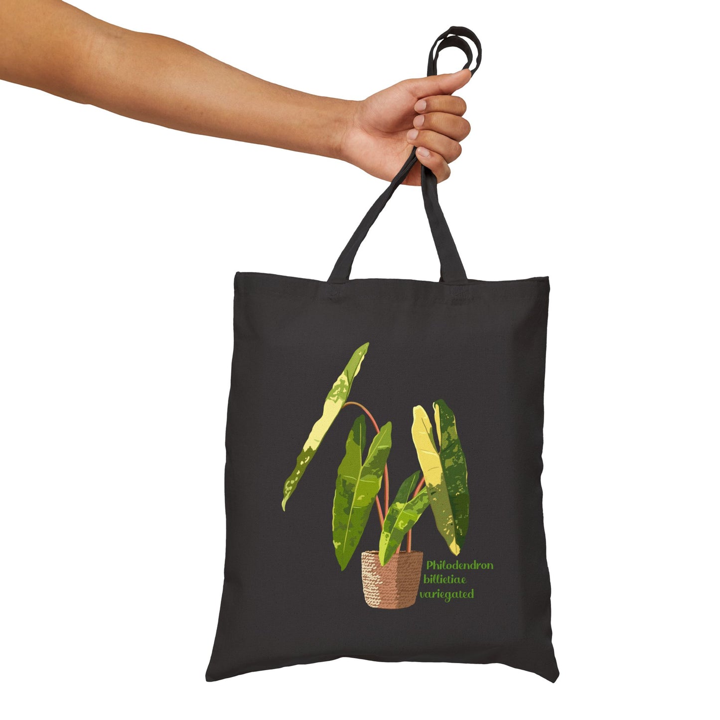 Philodendron Billietiae Variegated Canvas Tote Bag - Black