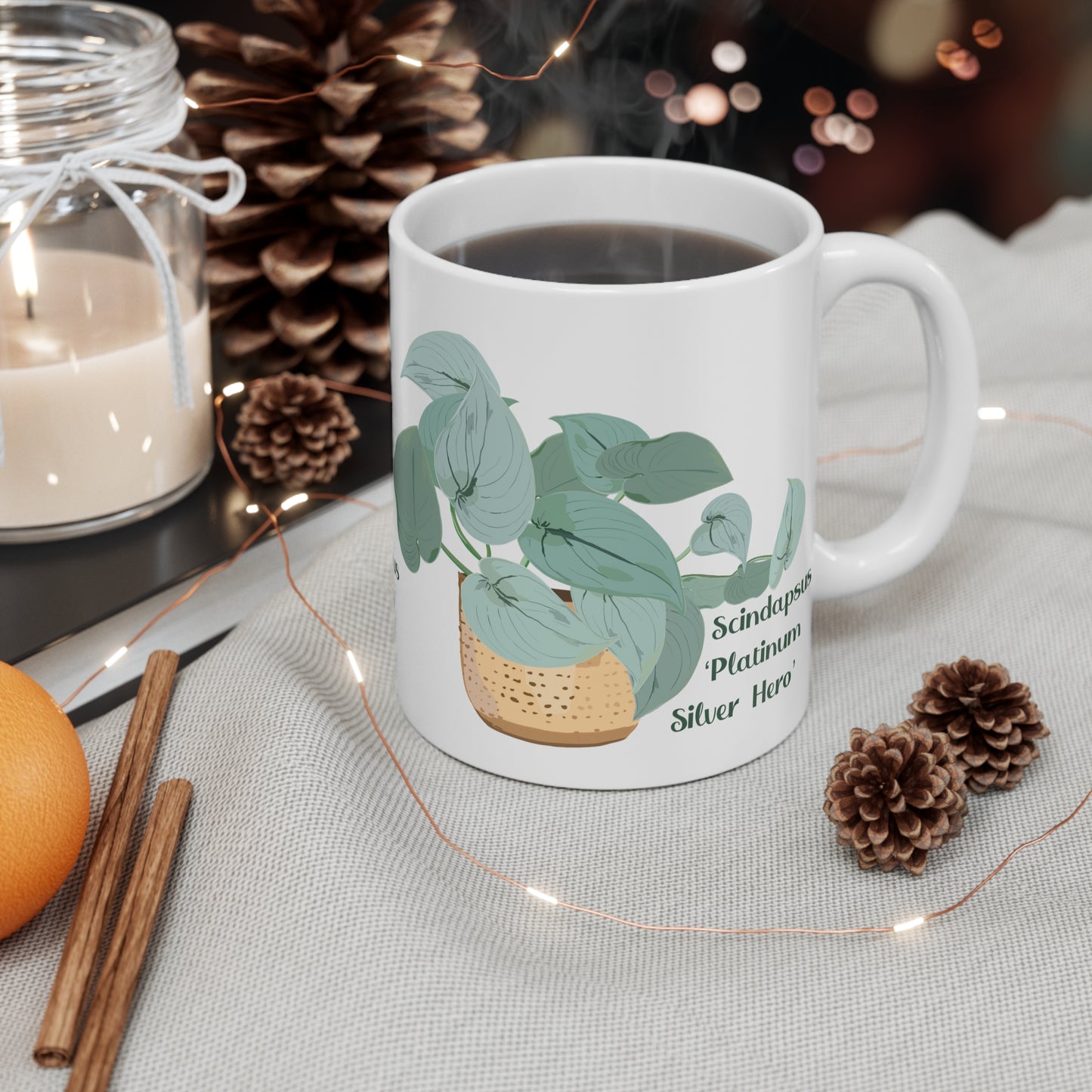 Scindapsus "Platinum Silver Hero" Plant Lover Mug - White