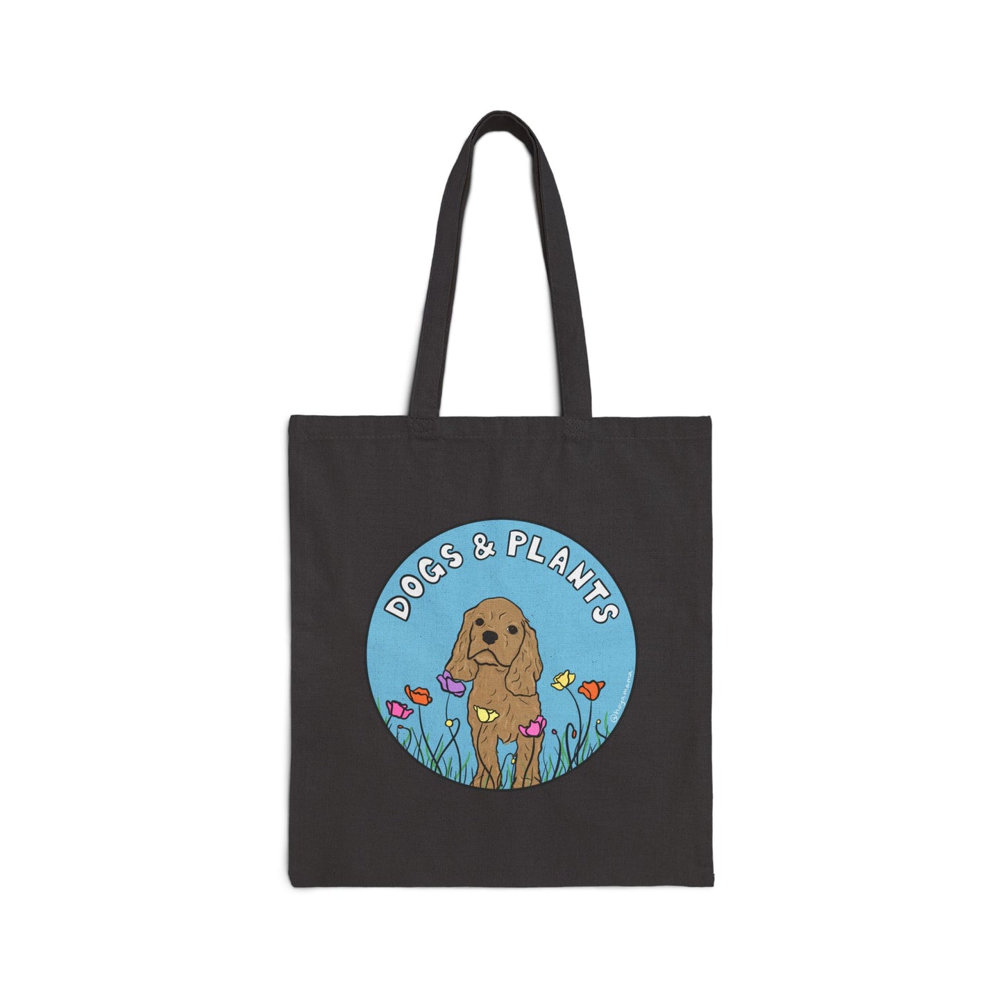 Dogs & Plants Puppy & Plant Lover Canvas Tote Bag - Black