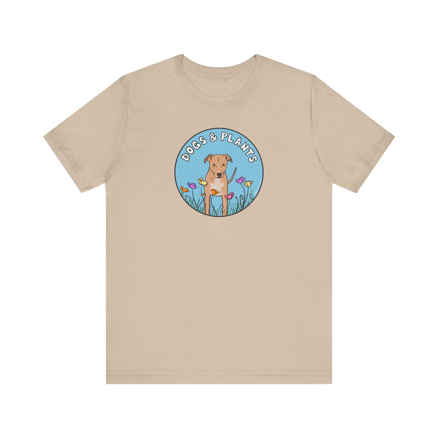 Dogs & Plants T-Shirt for Rescue Dog & Plant Lovers - Tan