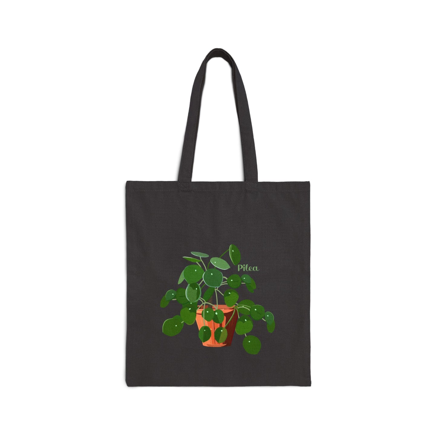 Pilea Peperomioides "Chinese Money Plant" Canvas Tote Bag - Black