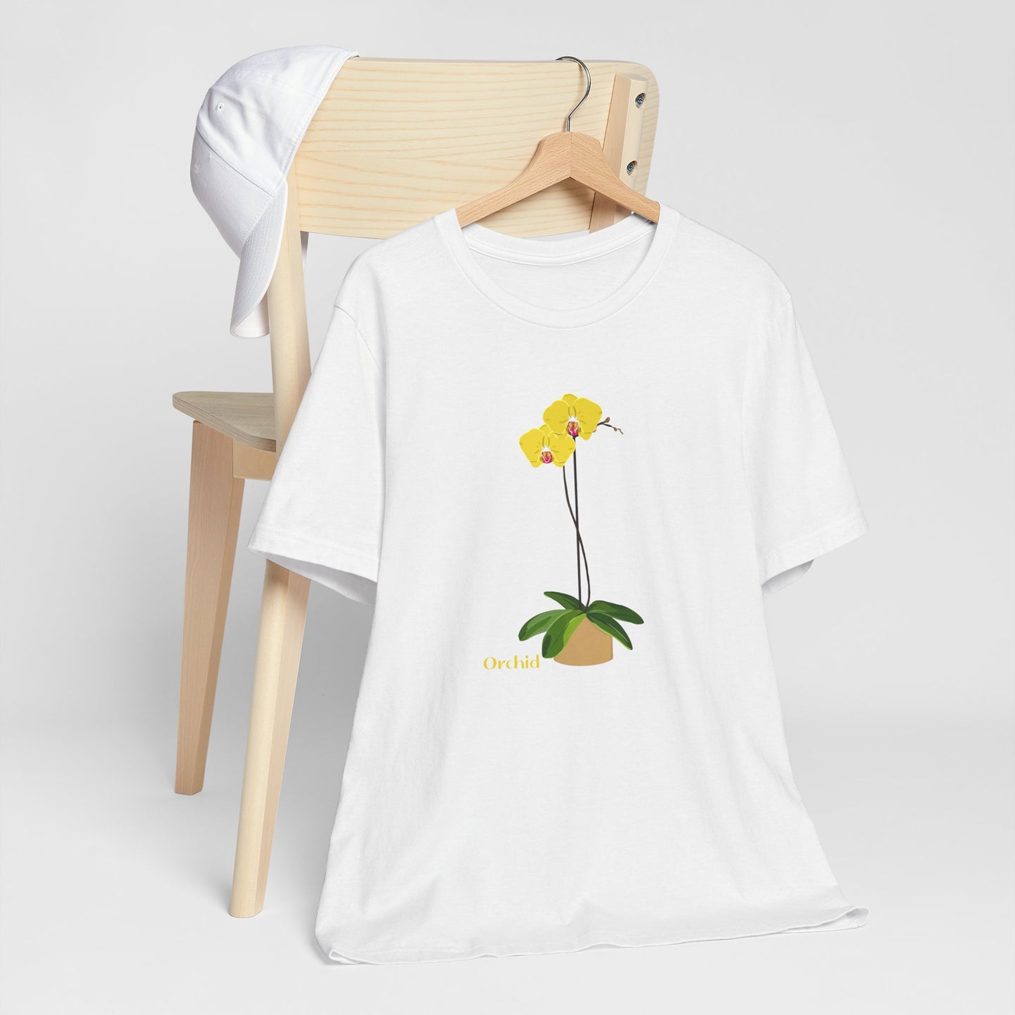 Yellow Orchid T-Shirt for Plant and Flower Lovers - White, Peach, Green or Blue