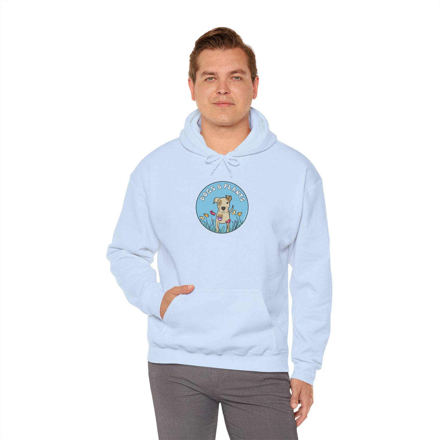 Dogs & Plants Hoodie for Pitbull & Plant Lovers - Light Blue