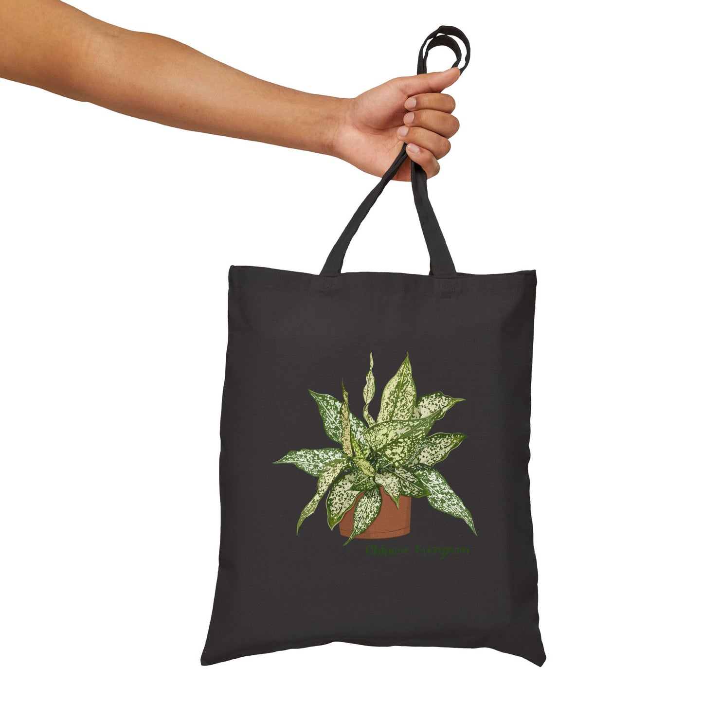 Chinese Evergreen Plant Lover Canvas Tote Bag - Black