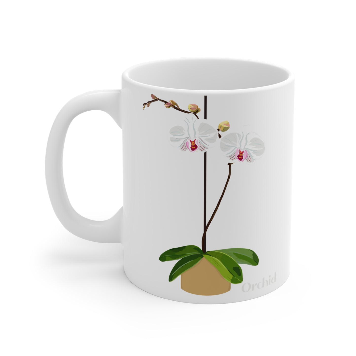 White Orchid Plant and Flower Lover Mug - White