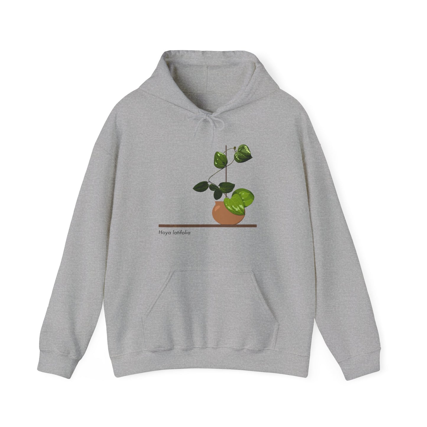 Hoya Latifolia Plant Hoodie - Grey