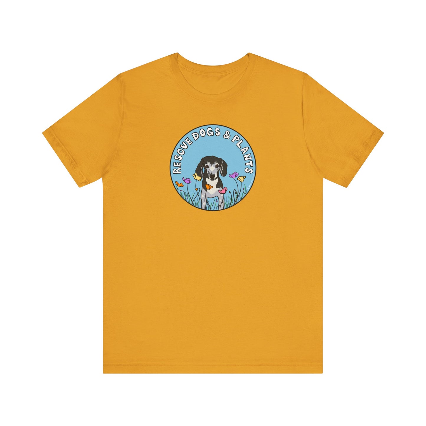 Dogs & Plants T-Shirt for Rescue Dogs & Plant Lovers - Mustard