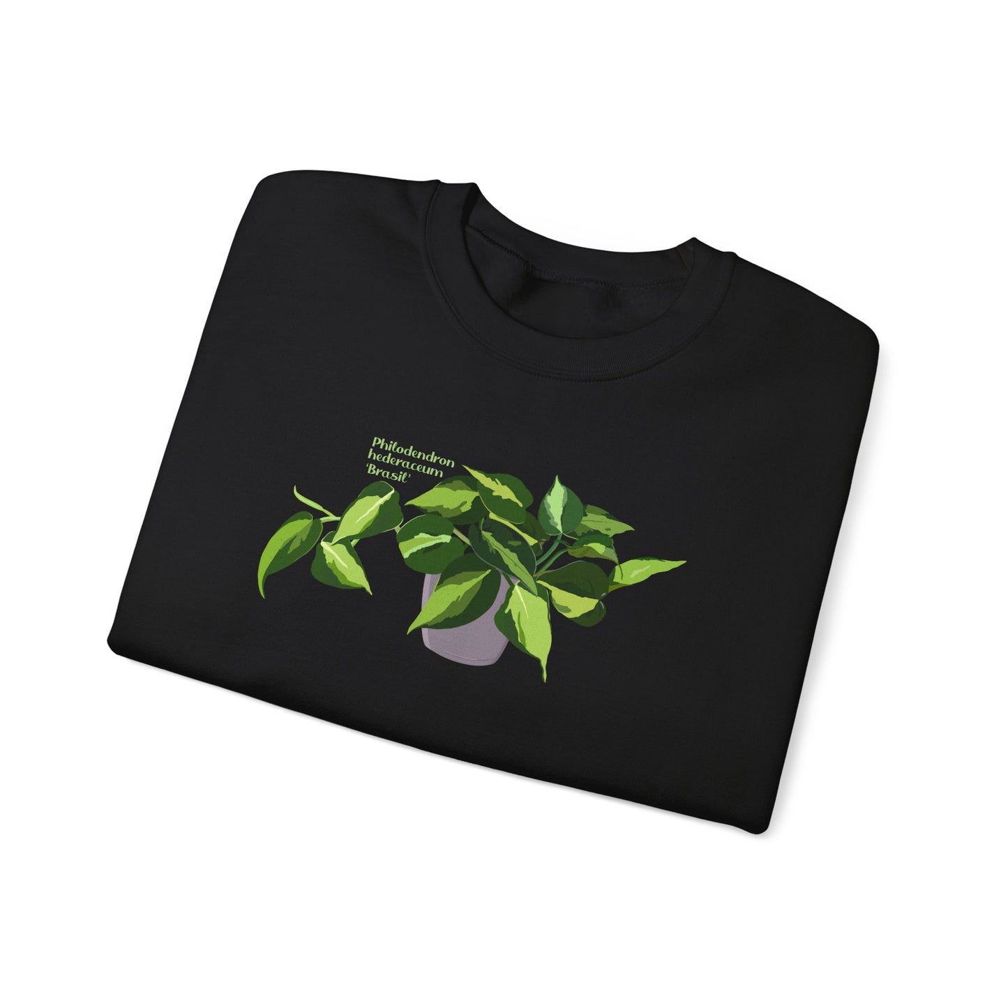 Philodendron Brasil Plant Lover Crewneck Sweatshirt - Black